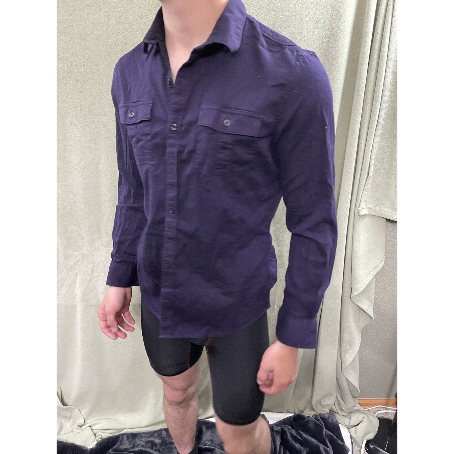 Men’s Marc Anthony Stretch Slim Fit Medium Plum Long Sleeve