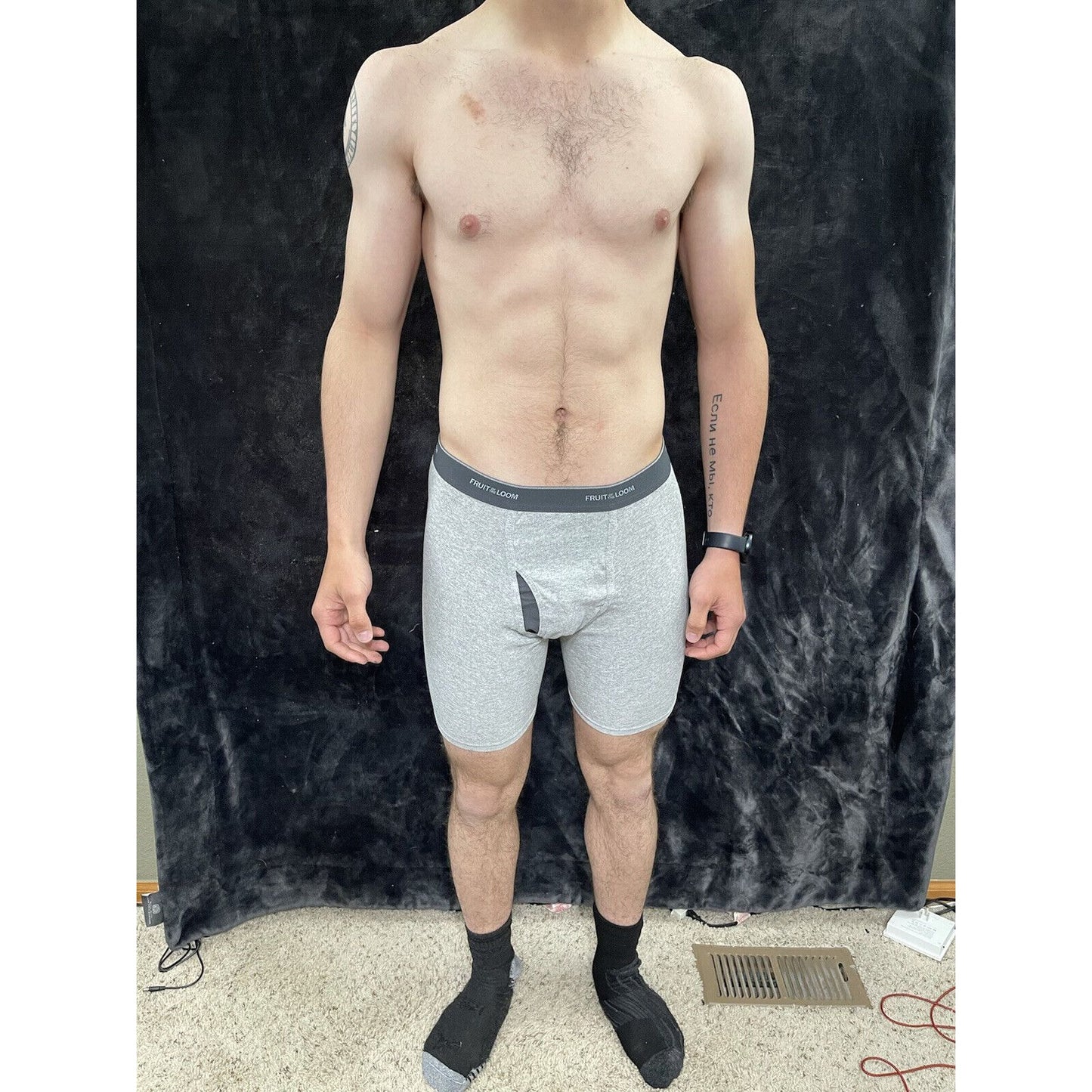 Fruit of the Loom Men's Boxer Briefs - Light Gray- Size Medium