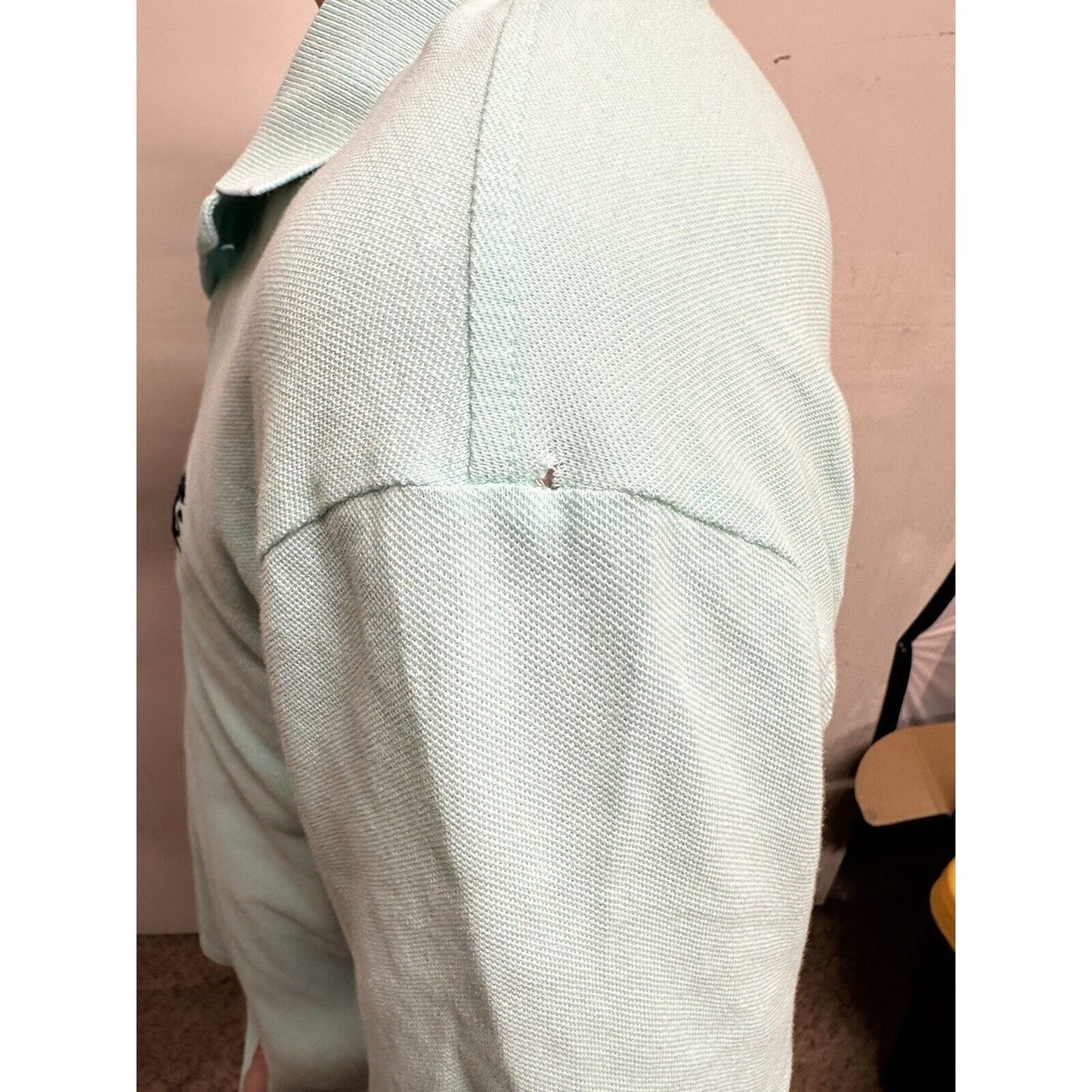 men’s mint green express pique polo medium polo shirt small hole see pics