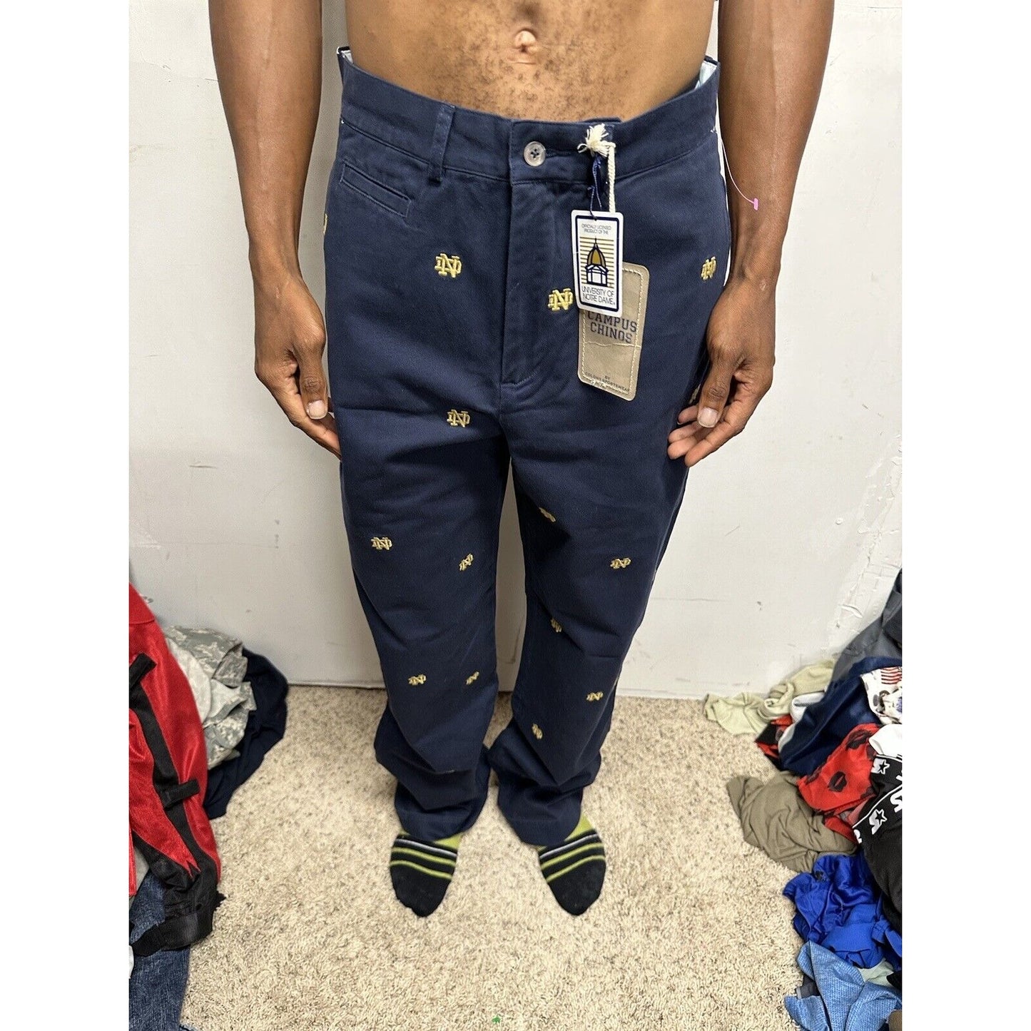 Men’s Notre Dame Size 32 Campus Chinos Pants Navy Blue