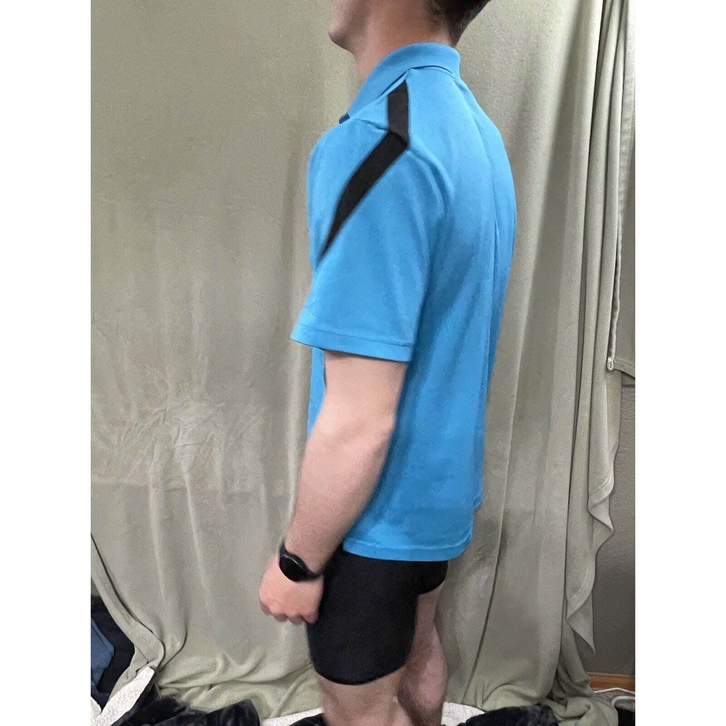 Men’s Grand Slam AirFlow Small Teal Polo Three Button with Black Accents