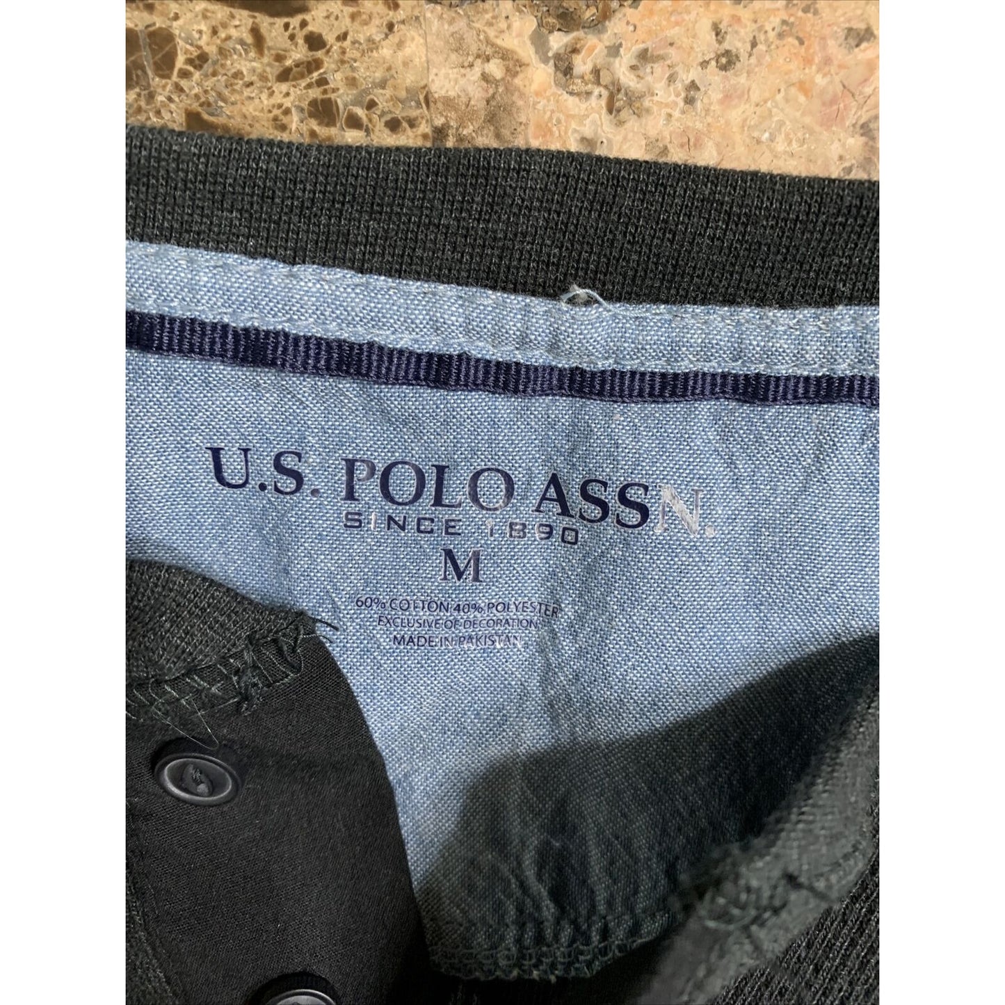 US Polo ASSN Mens Polo Long Sleeve Shirt Dark Gray size Medium