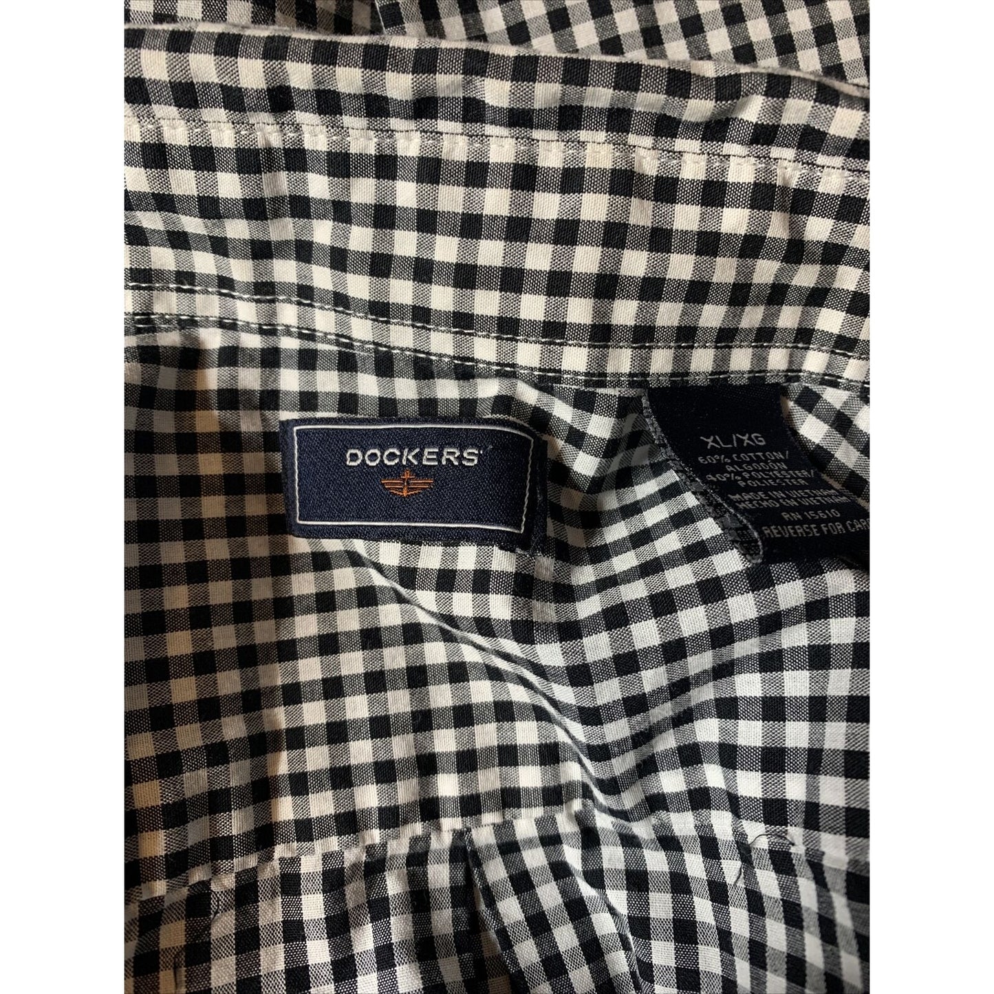 Mens Dockers Black Checkered Long Sleeve Button Front Dress Shirt XL MSRP - $55
