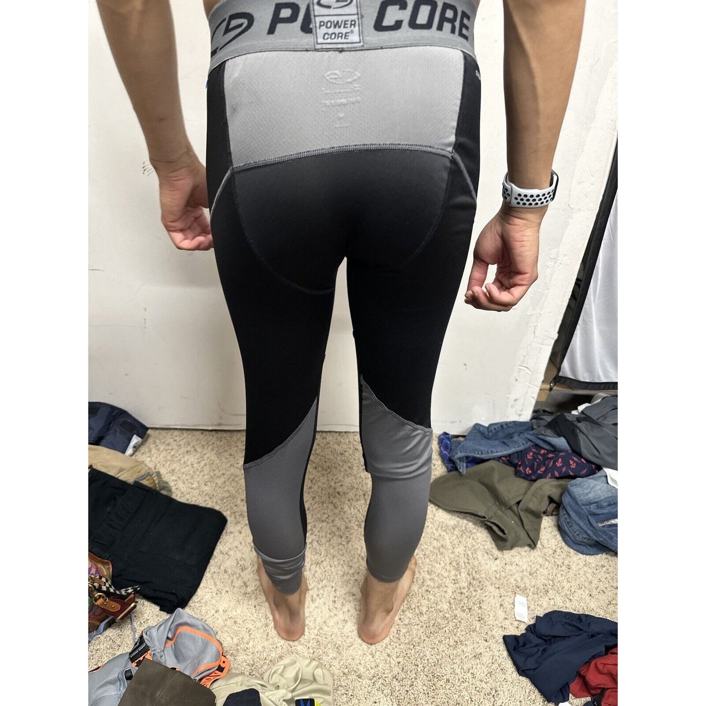 Men’s Champion Duo Dry Medium Black Gray Base Layer Leggings