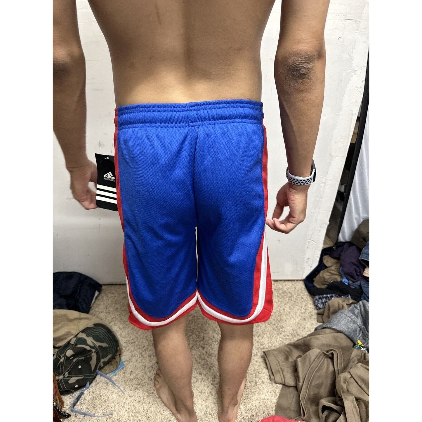 Boy’s Large Pistons NBA Adidas Performance Basketball Shorts Blue