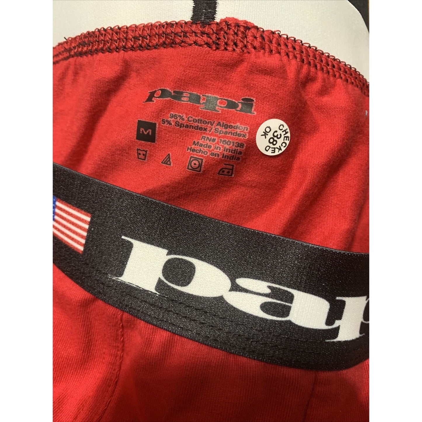 Men’s Papi Medium Boxer Briefs Red 5% Spandex