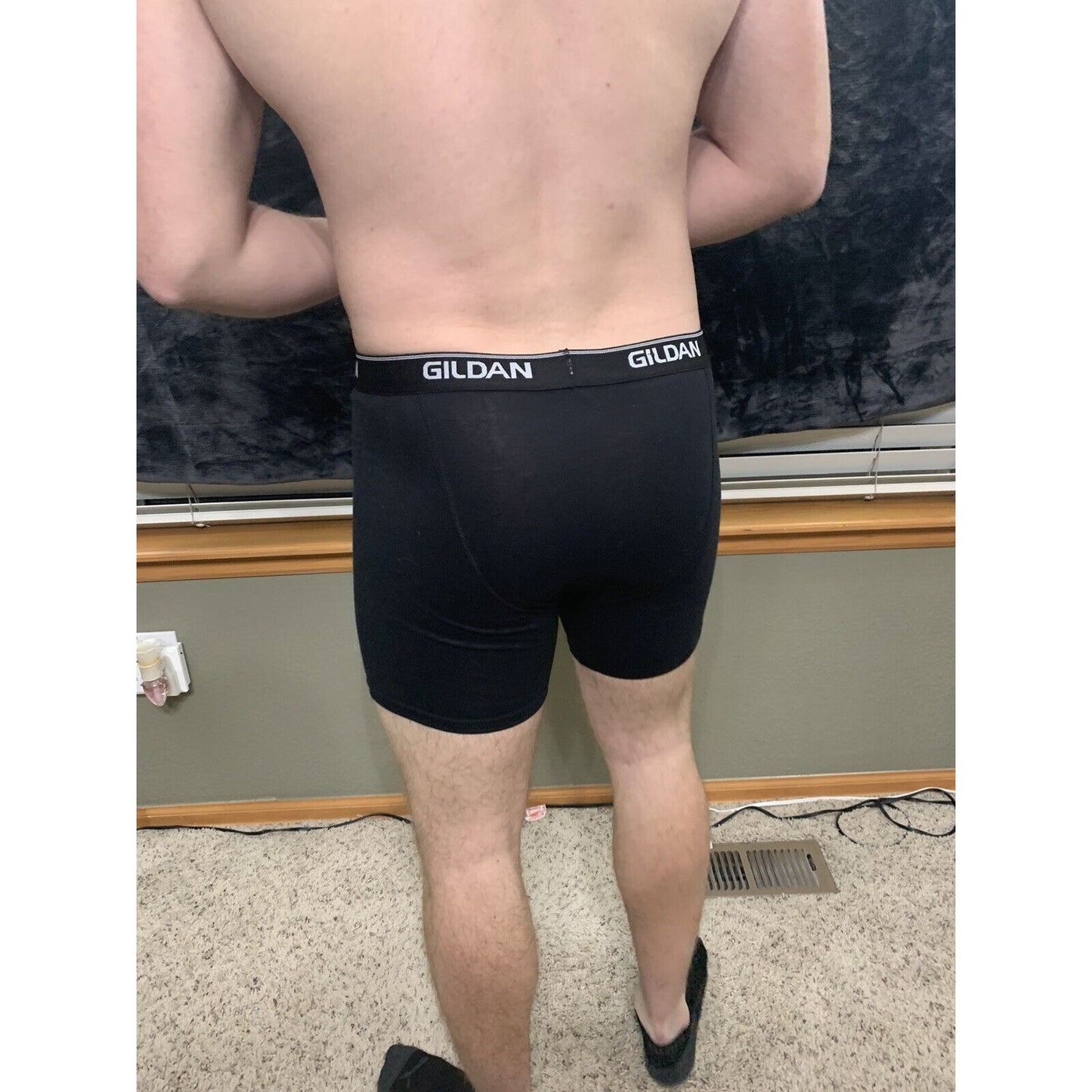 Gildan Black Boxer Briefs Spandex/cotton/poly Blend Large