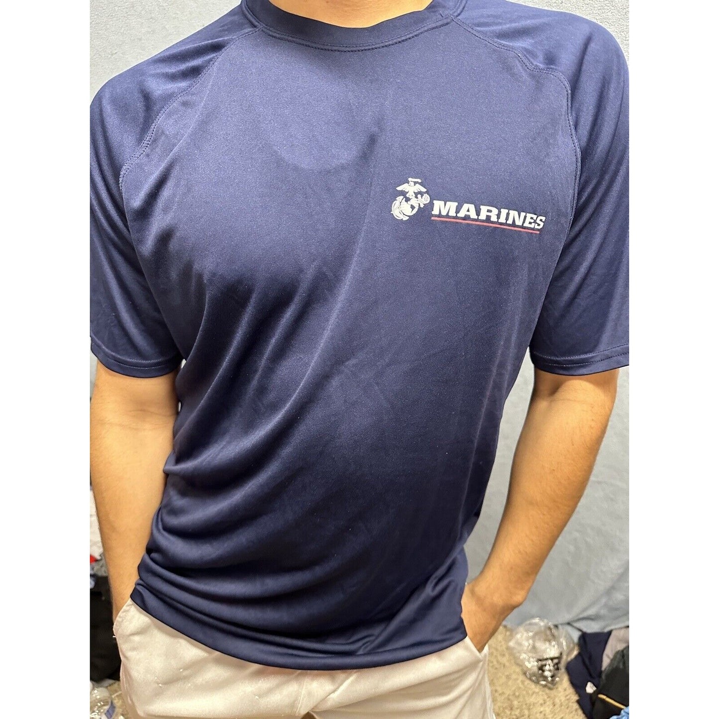 Men’s Athletic Dark Blue Large Marines Compression Tshirt