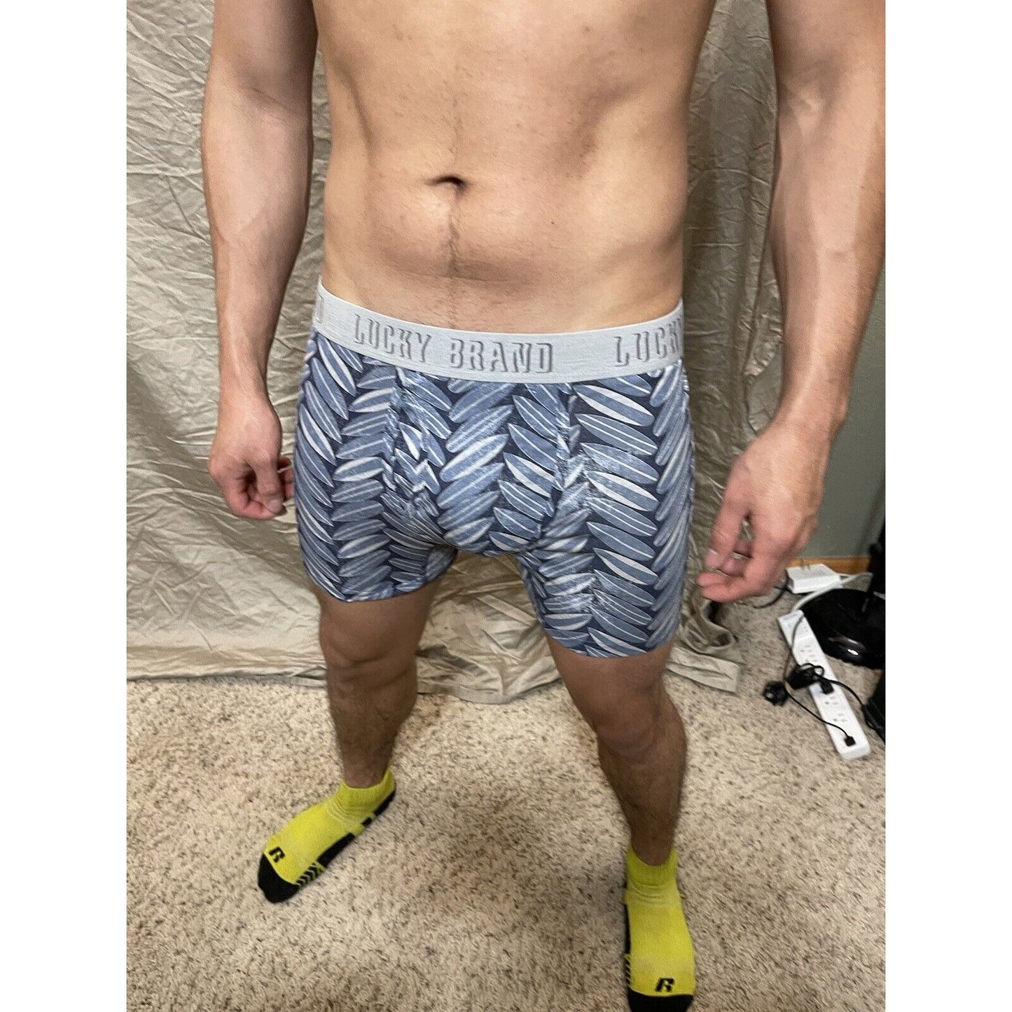 men's lucky brand medium boxer brief blue surfboards