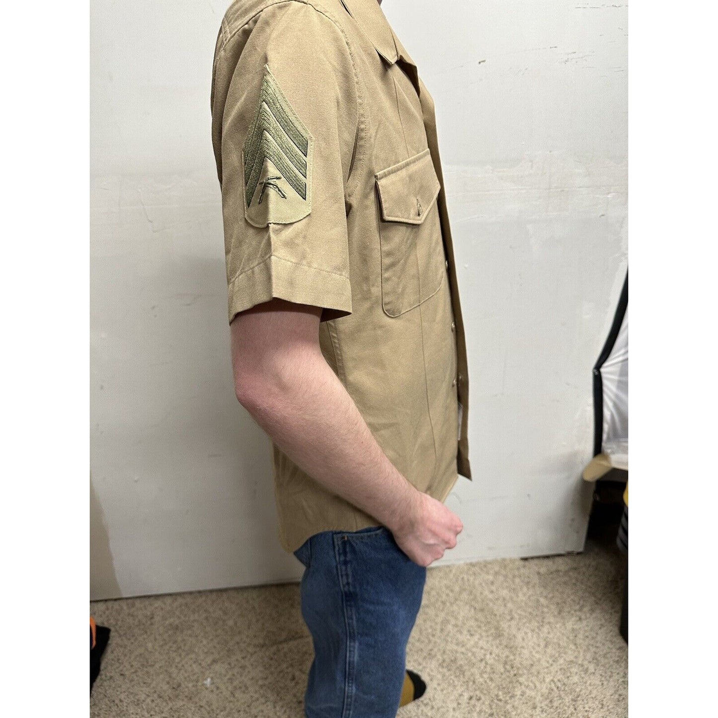 usmc marines defense logistics 15 1/2 short sleeve dress shirt e-5 sergeant rank