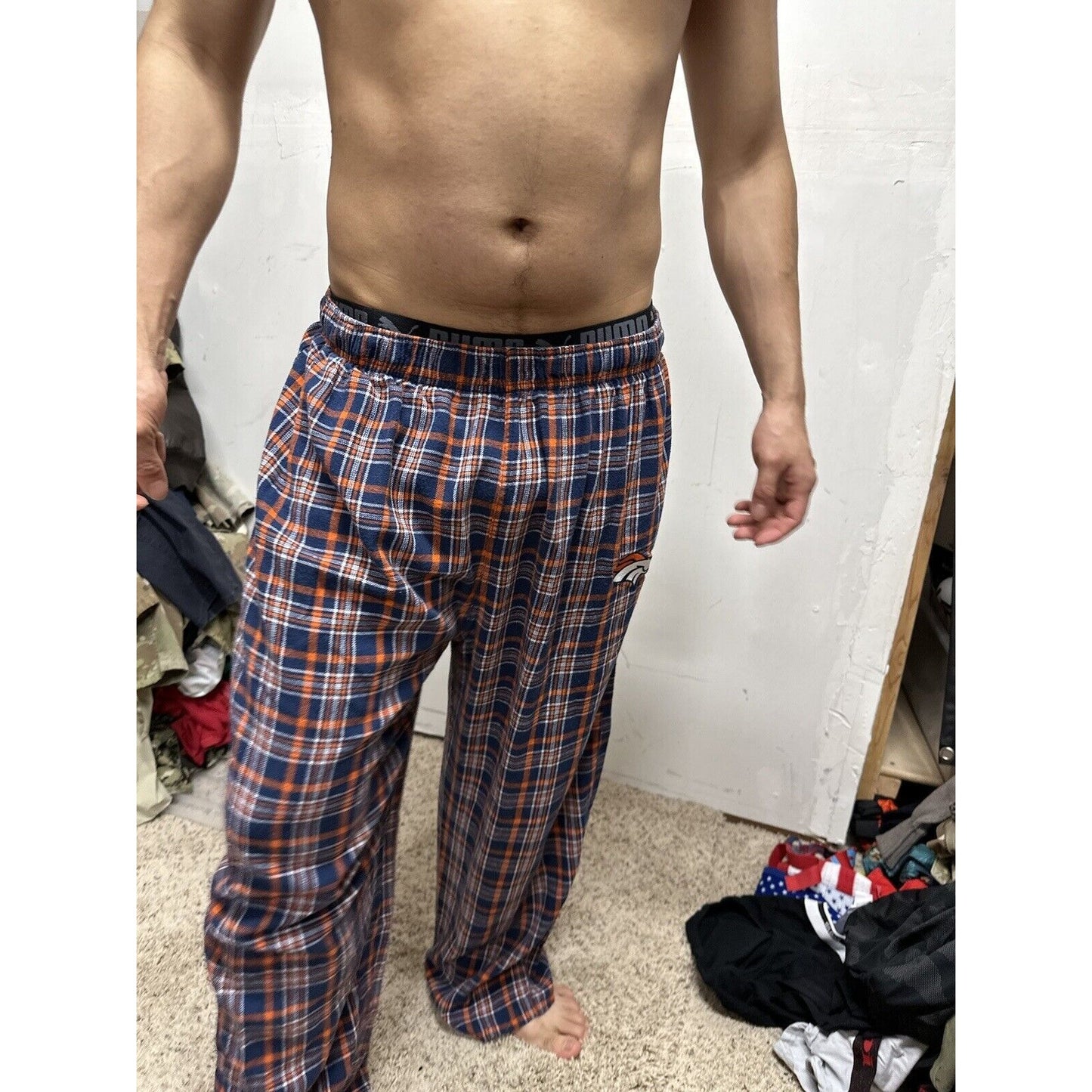 Men’s Plaid NFL Team Large Denver Broncos Pajama Pants Lounge Sleepwear