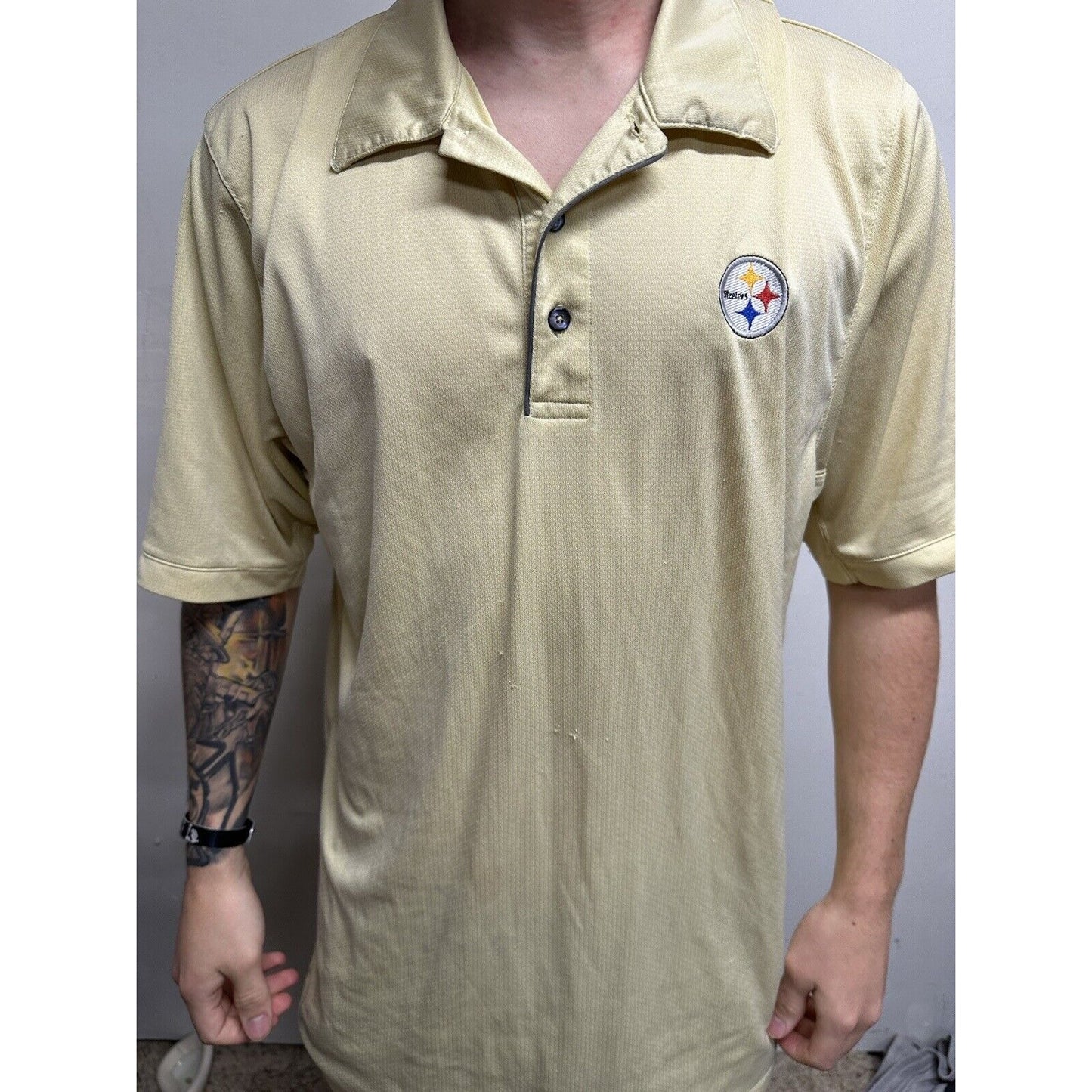 Men’s Medium Pittsburgh Steelers Prestige Sport Yellow Polo Shirt NFL