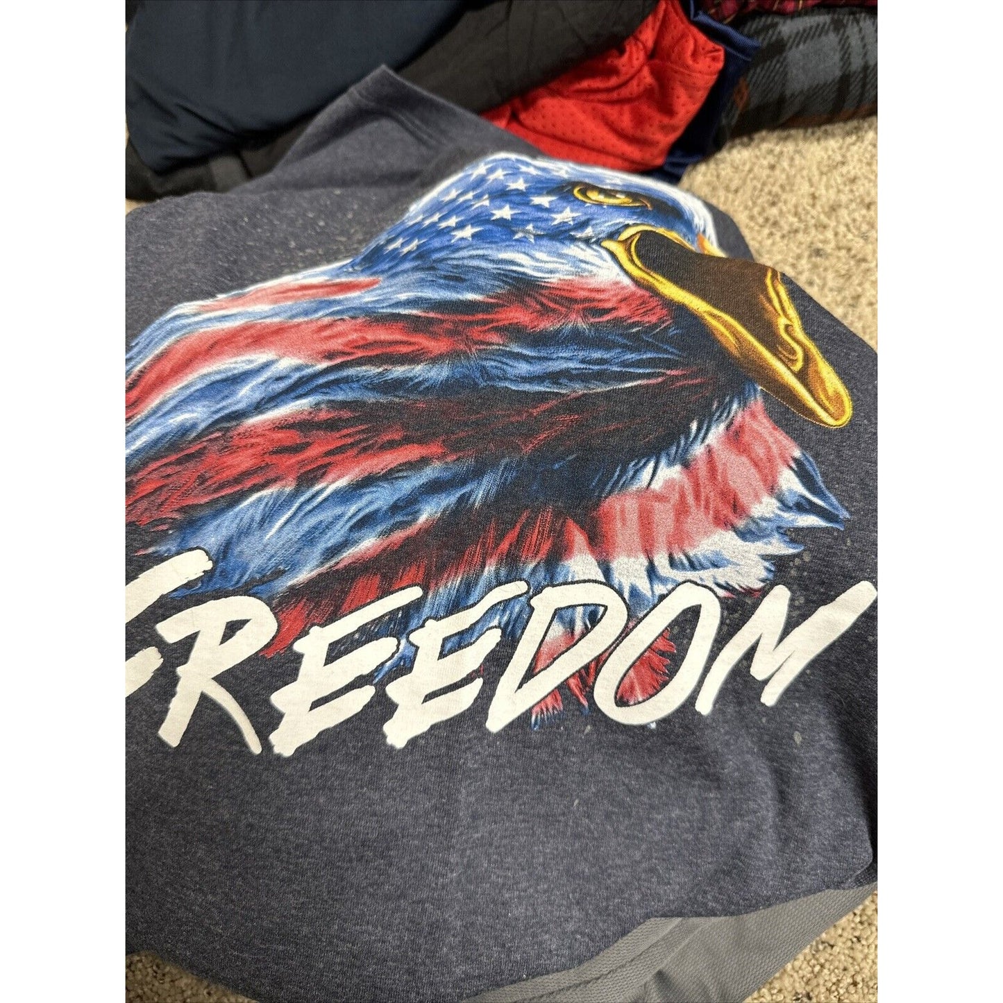 men’s gray faded glory medium muscle shirt freedom bald eagle