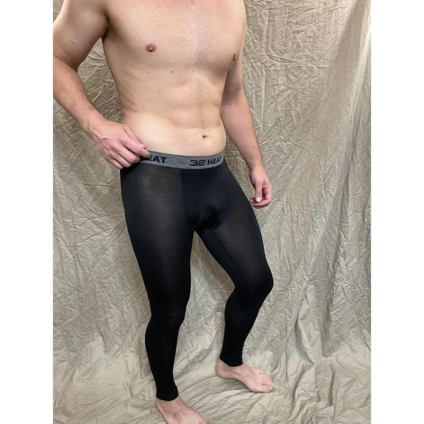 men's 32 degree heat black base layer long underwear leggings small