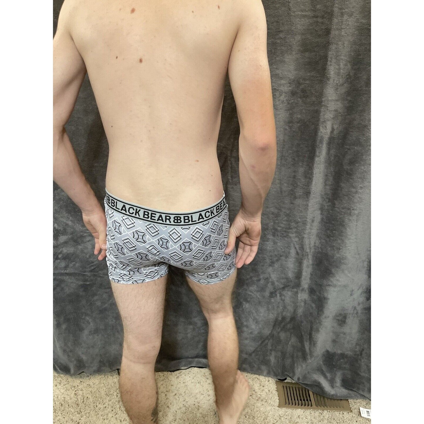 men's medium athletic trunk style black bear boxer brief Gray With Squares