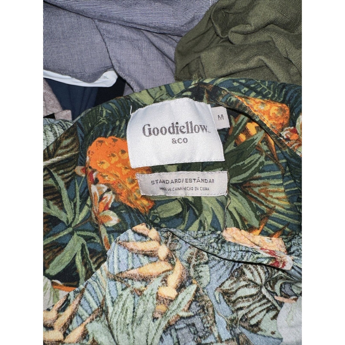 Men’s Medium Goodfellow Tropical Hawaiian Shirt Button Up Short Sleeve