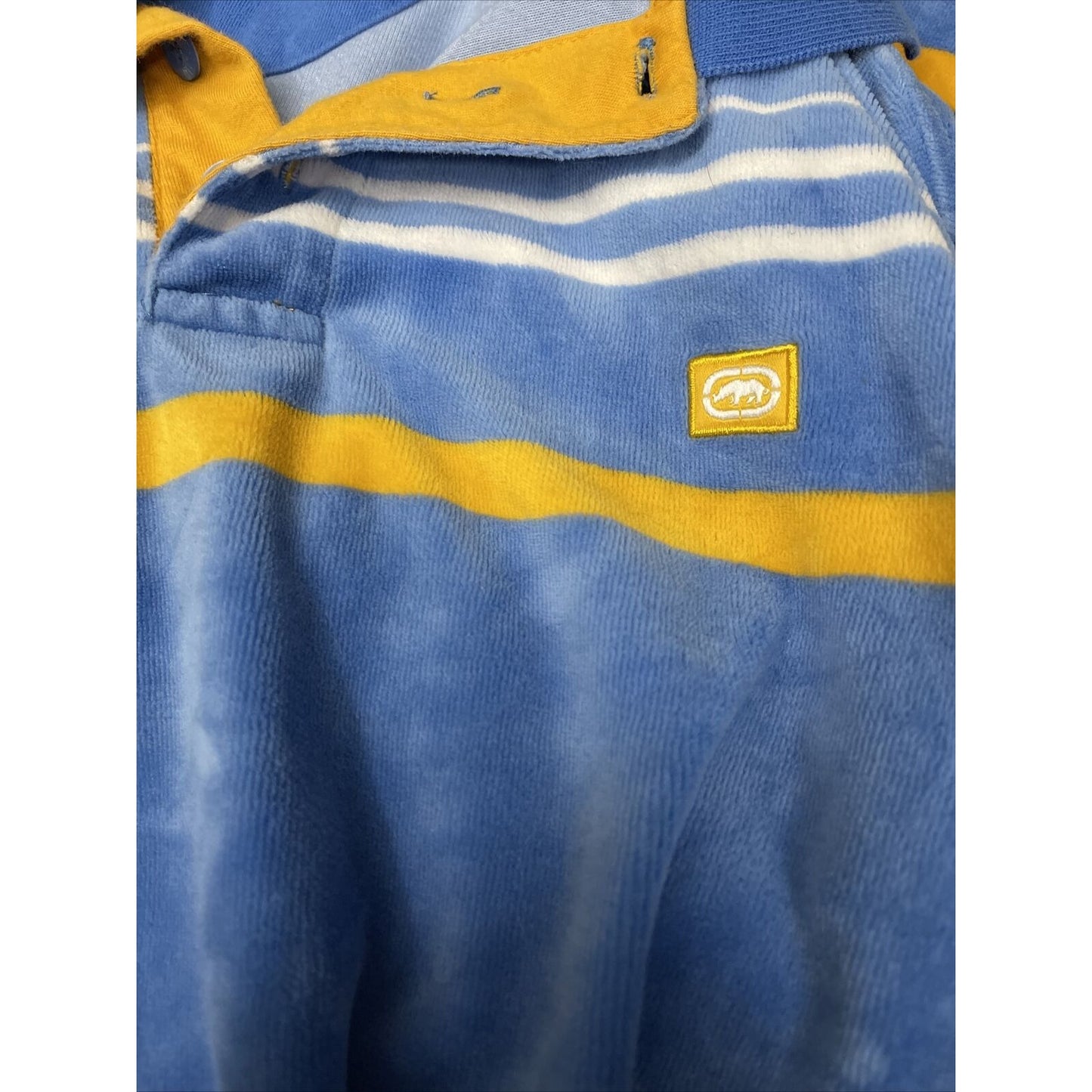Men’s Medium Ecko Unltd Striped Blue Polo Shirt Very Soft Feel