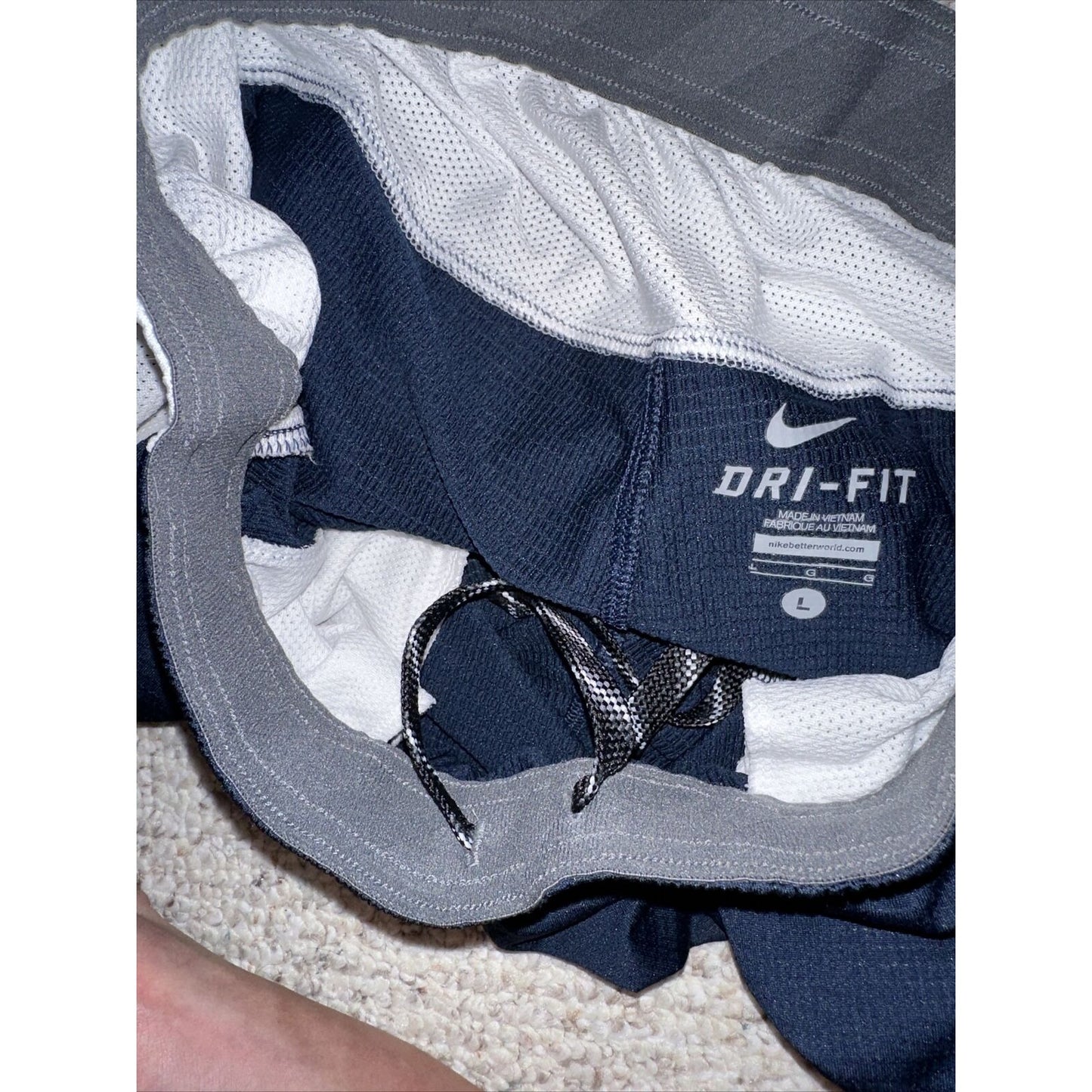 Men’s Nike Dri Fit Large Athletic Shorts Dri-fit Blue White With Pockets