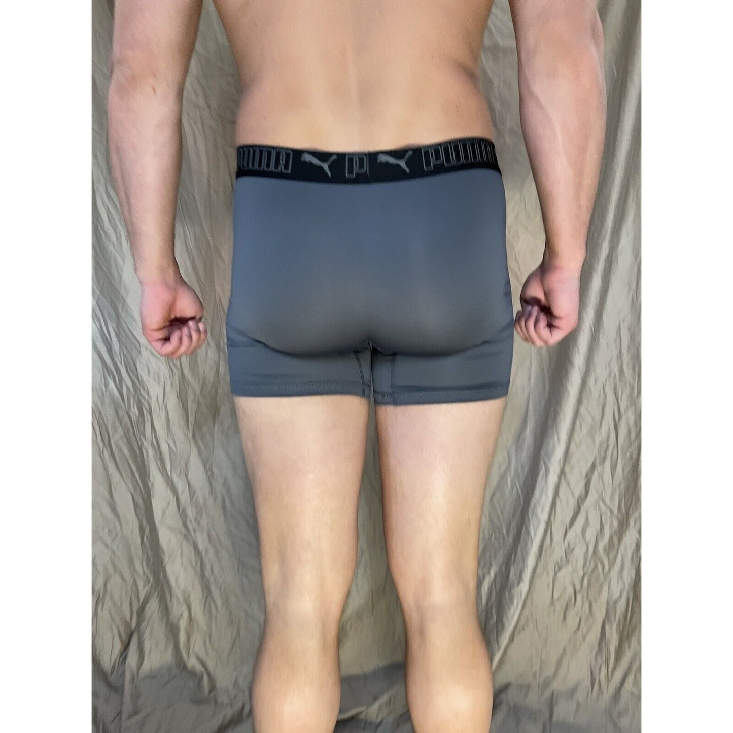 men's puma dark band gray medium compression boxer briefs