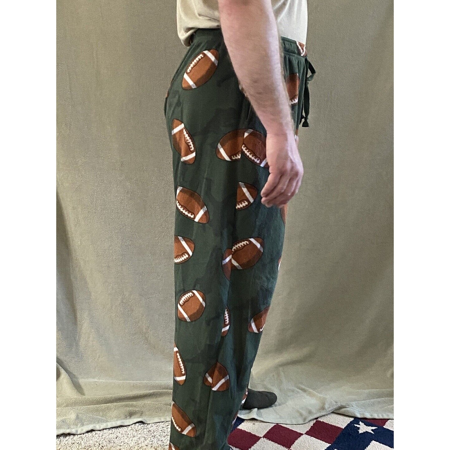 Croft & Barrow Men’s Large Green Football Polyester Fleece Pajama Lounge Pants