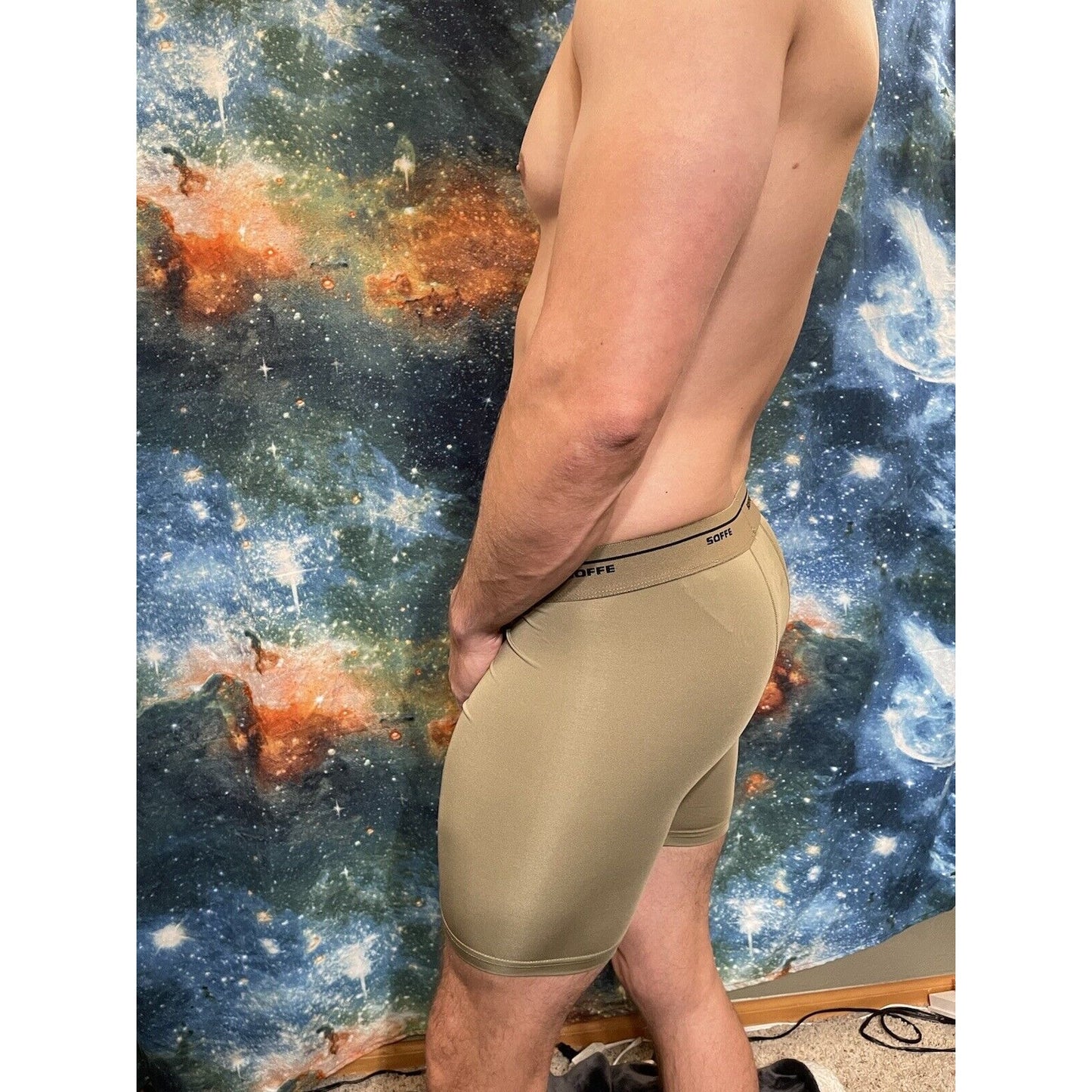Men’s Athletic Compression Shorts Base Layer Tan Soffe