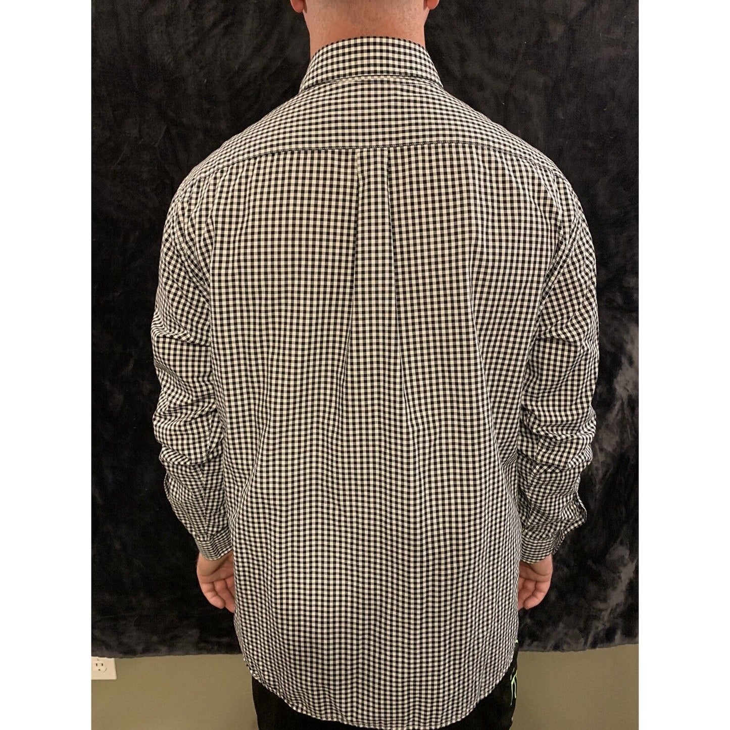 Mens Dockers Black Checkered Long Sleeve Button Front Dress Shirt XL MSRP - $55