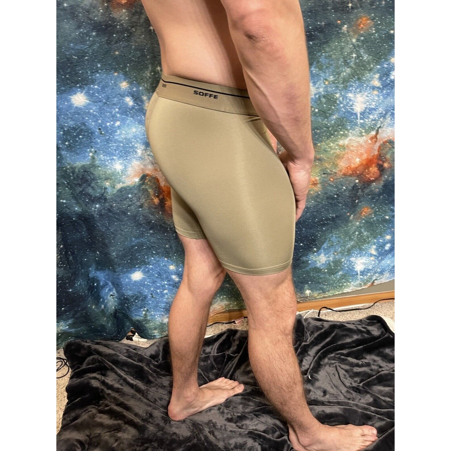 Men’s Athletic Compression Shorts Base Layer Tan Soffe small