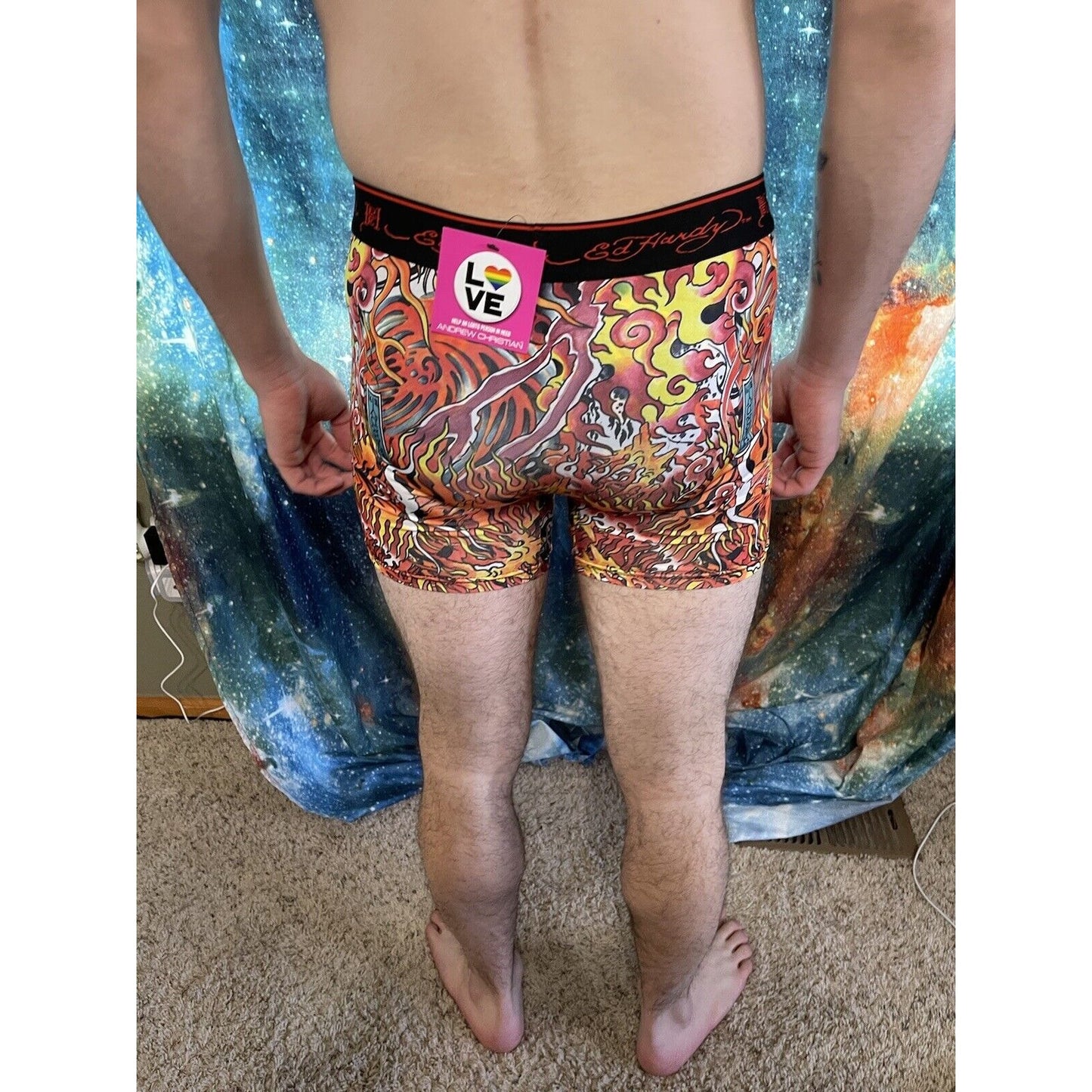 men's ed hardy compression shorts small flames New And Unworn