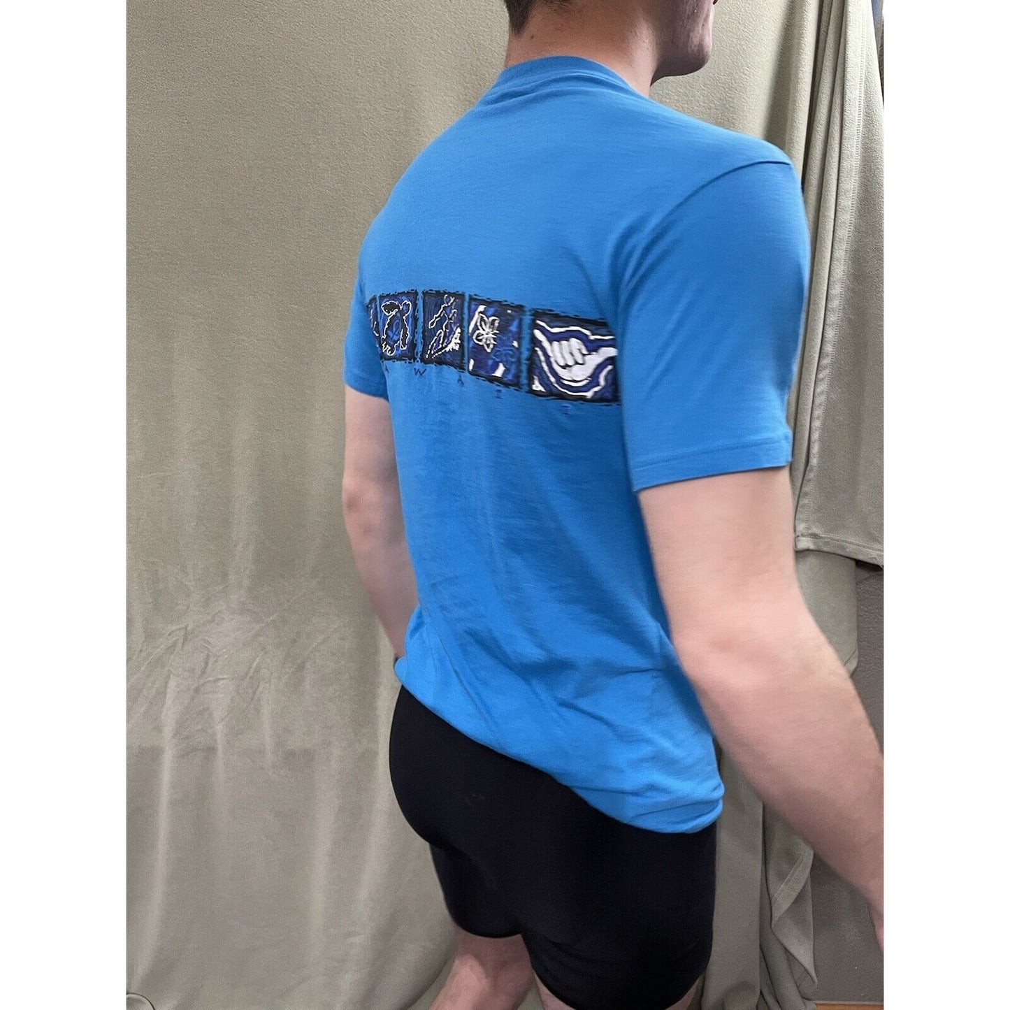 Men’s Startee Medium T-shirt Teal Hawaiian