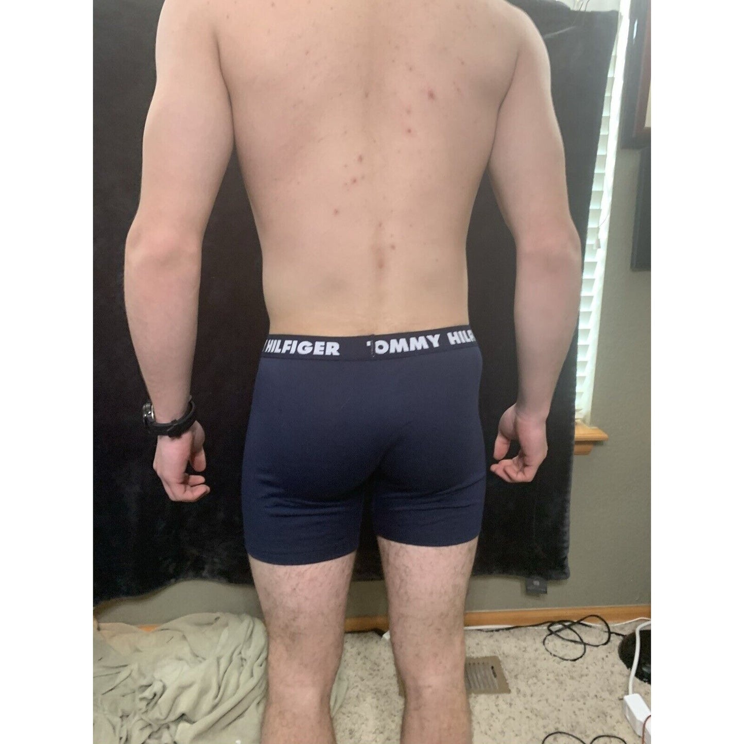 Tommy Hilfiger NavyBlue Men’s Medium Compression Boxer Briefs Trunks 4% Elastane