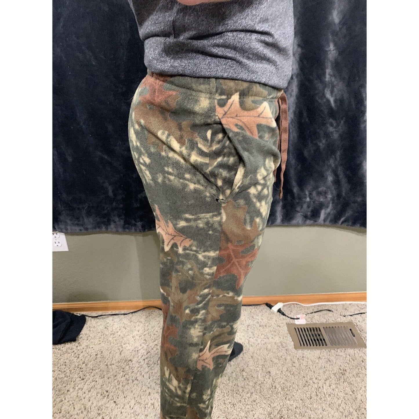 Arctic Trail Men's Fleece Sleep Lounge Pant Camo Leaves Size Medium Polyester