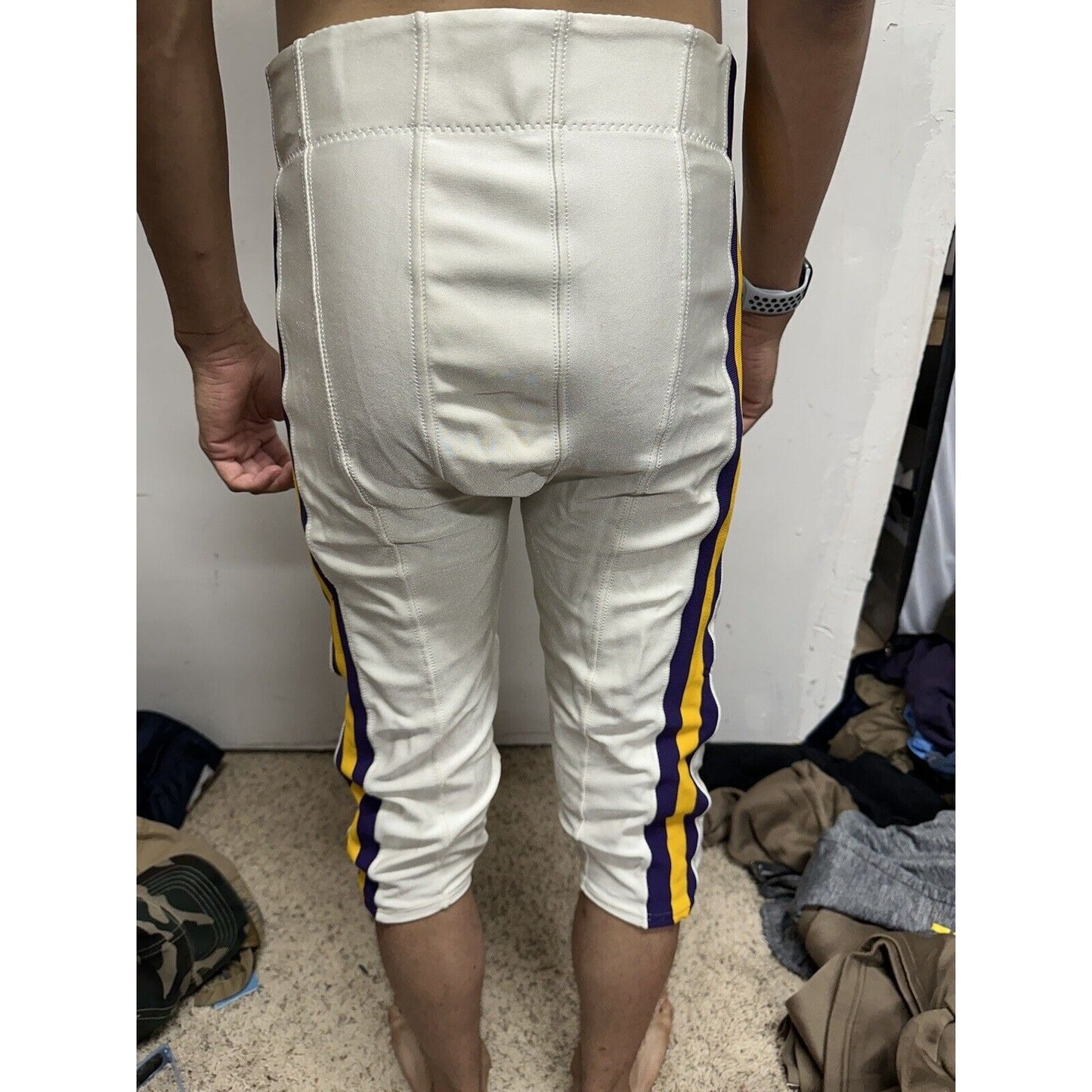 Men’s White Russell Athletics Size 36 Football Pants Gold Purple