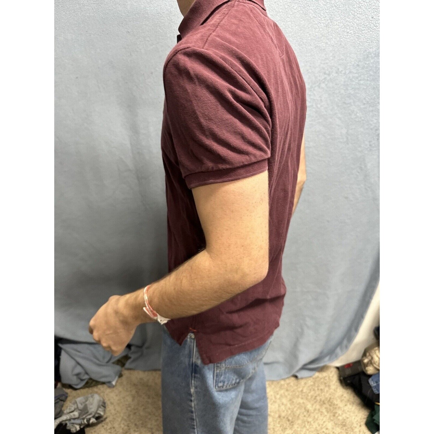 Men’s Plum American Eagle Small Athletic Fit Polo Shirt