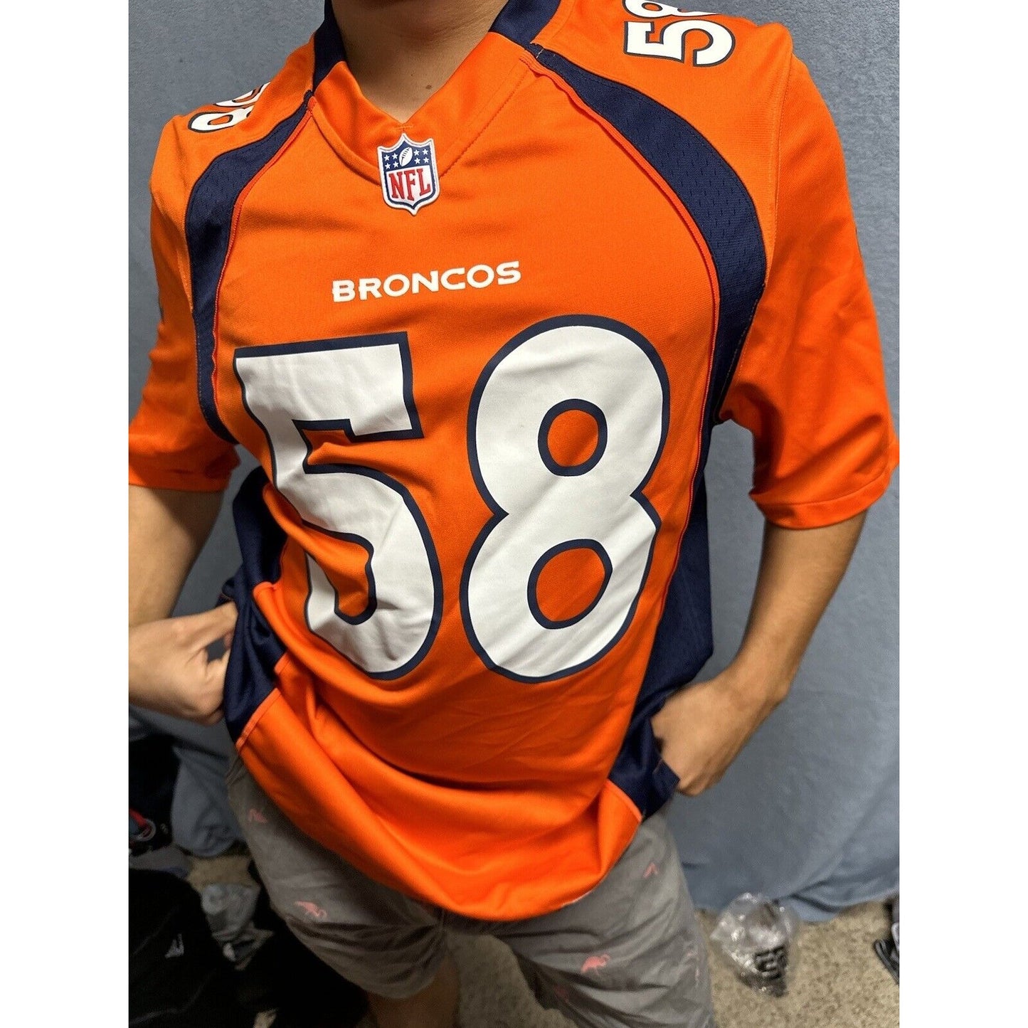 Men’s Denver Broncos Orange NFL Medium On Field Nike Football Jersey #58 Miller