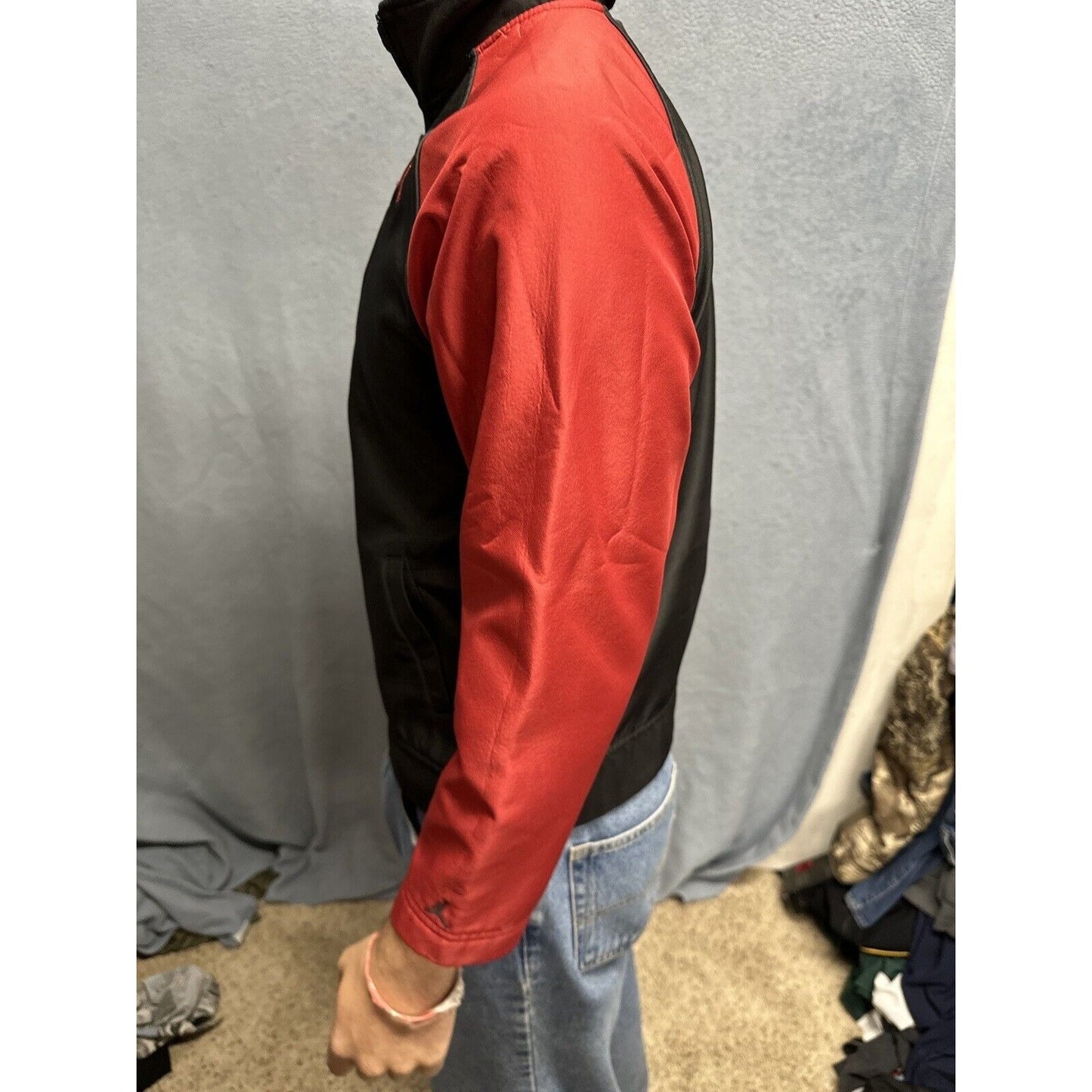 Boys Medium 12/14 AND1 Full Zip Jacket Red Black Polyester