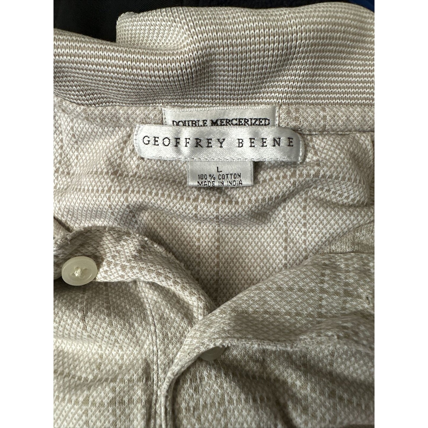 Men’s Beige Geoffrey Beene Large Polo Shirt Double mercerized