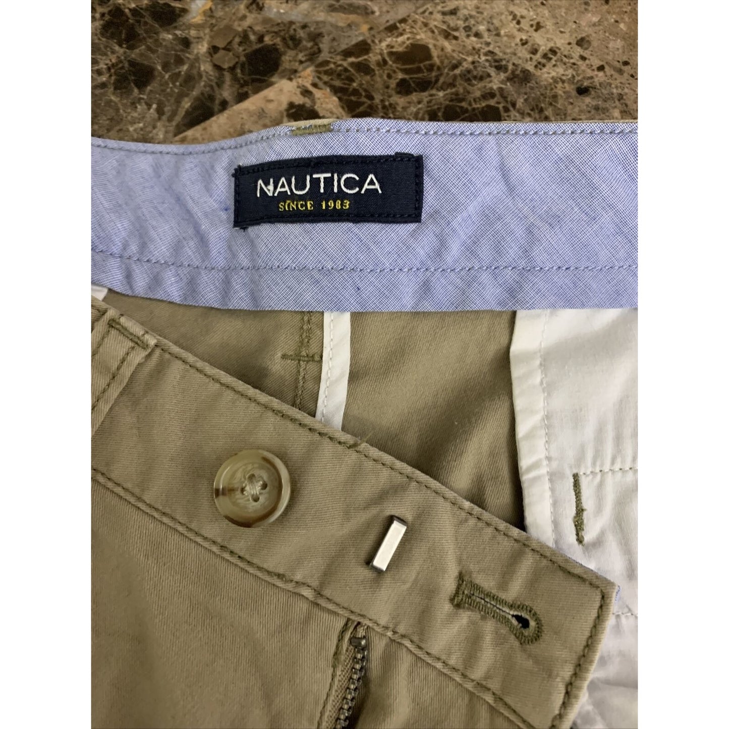 Nautica Men Dress Pants 32x32 Khaki Tailored Fit The Beacon Pant Flat Front