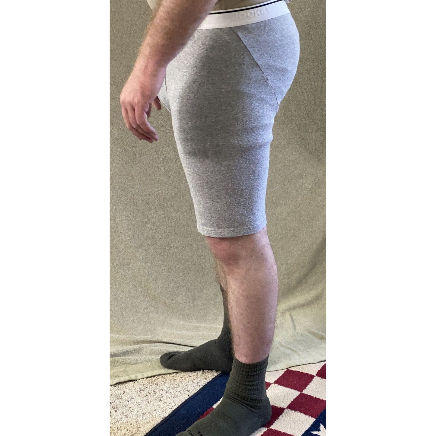 Jockey Men’s XL Light Gray White Band Cotton Stretch Boxer Briefs Underwear NEW