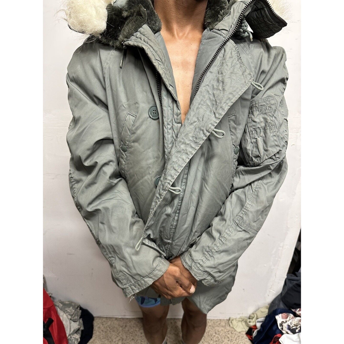 USAF Military Uniform Parka Extreme Cold Weather Type N-38 Medium Sage Green
