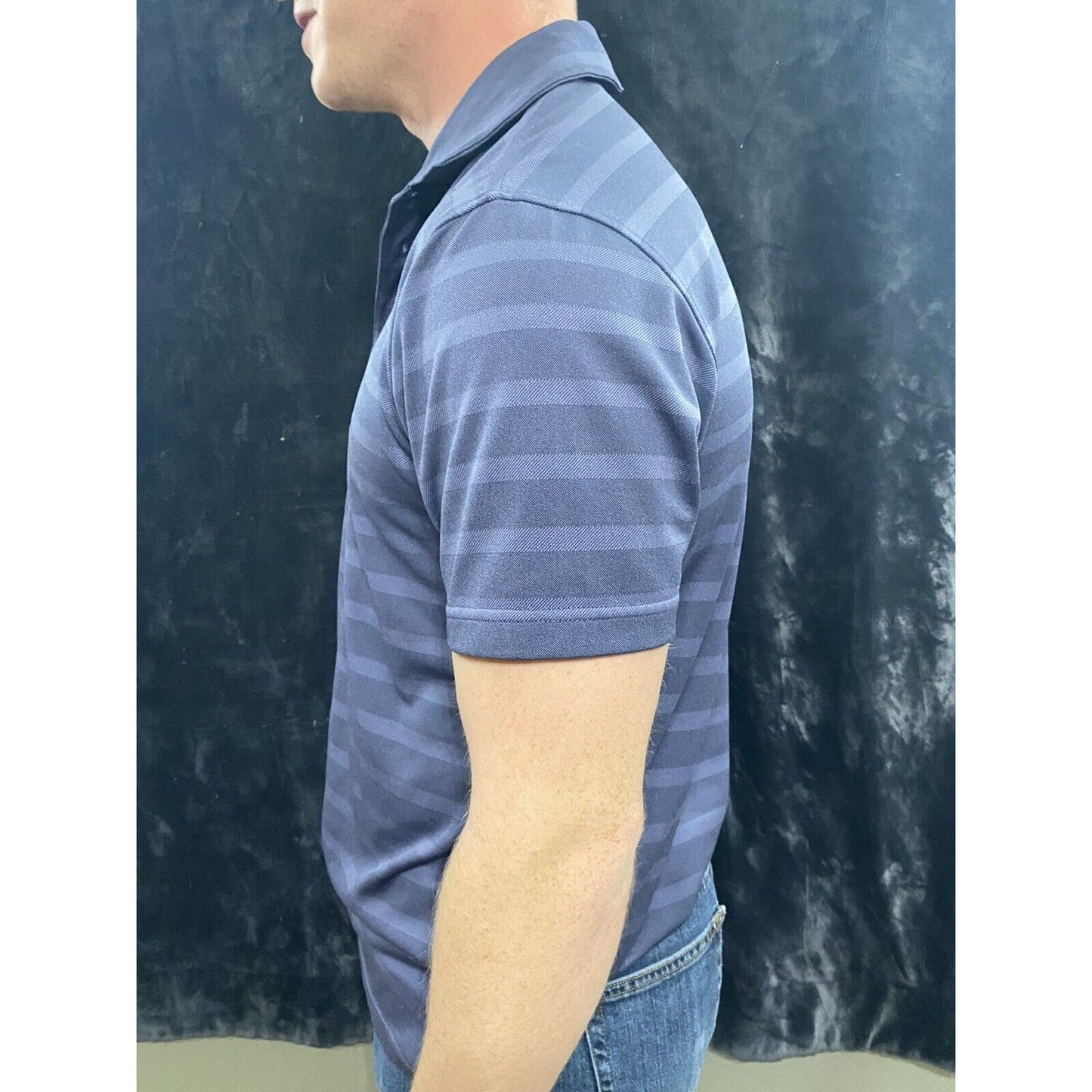 BOLLE Men’s Medium Purple Stripes Short Sleeves Performance Polo Shirt