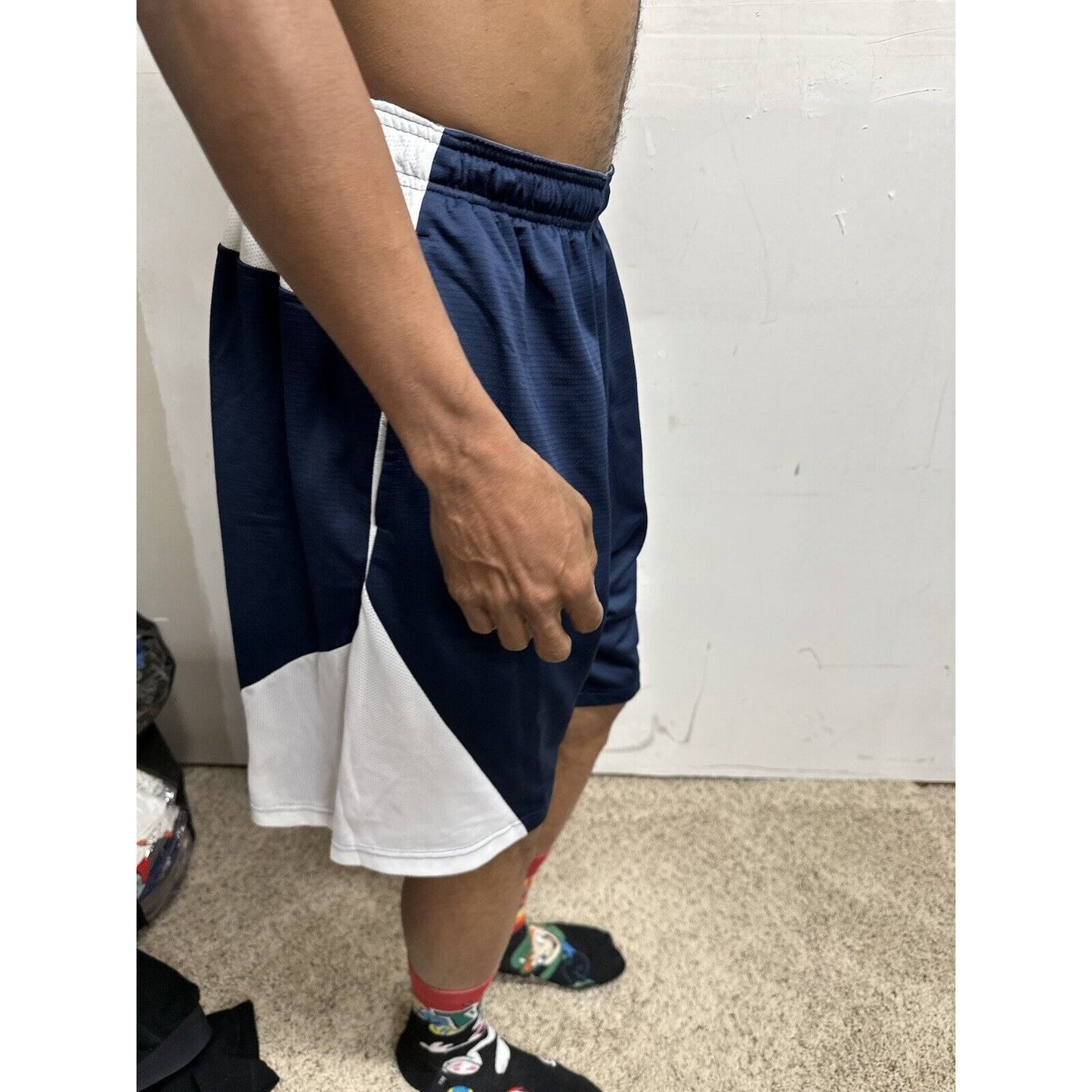 Men’s Nike Dri Fit Large Athletic Shorts Dri-fit Blue White With Pockets