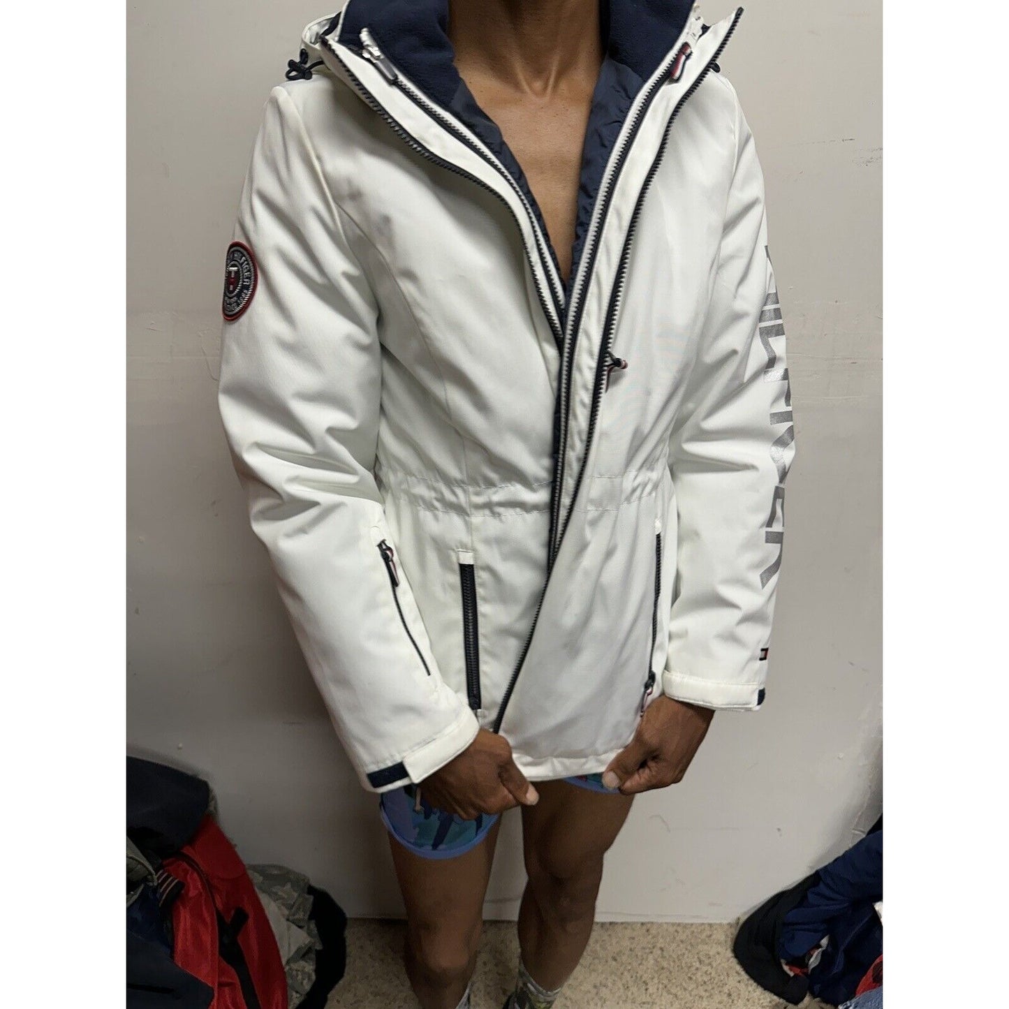 Tommy Hilfiger 3-in-1 All Weather Systems Anorak Jacket L White Navy Women Large