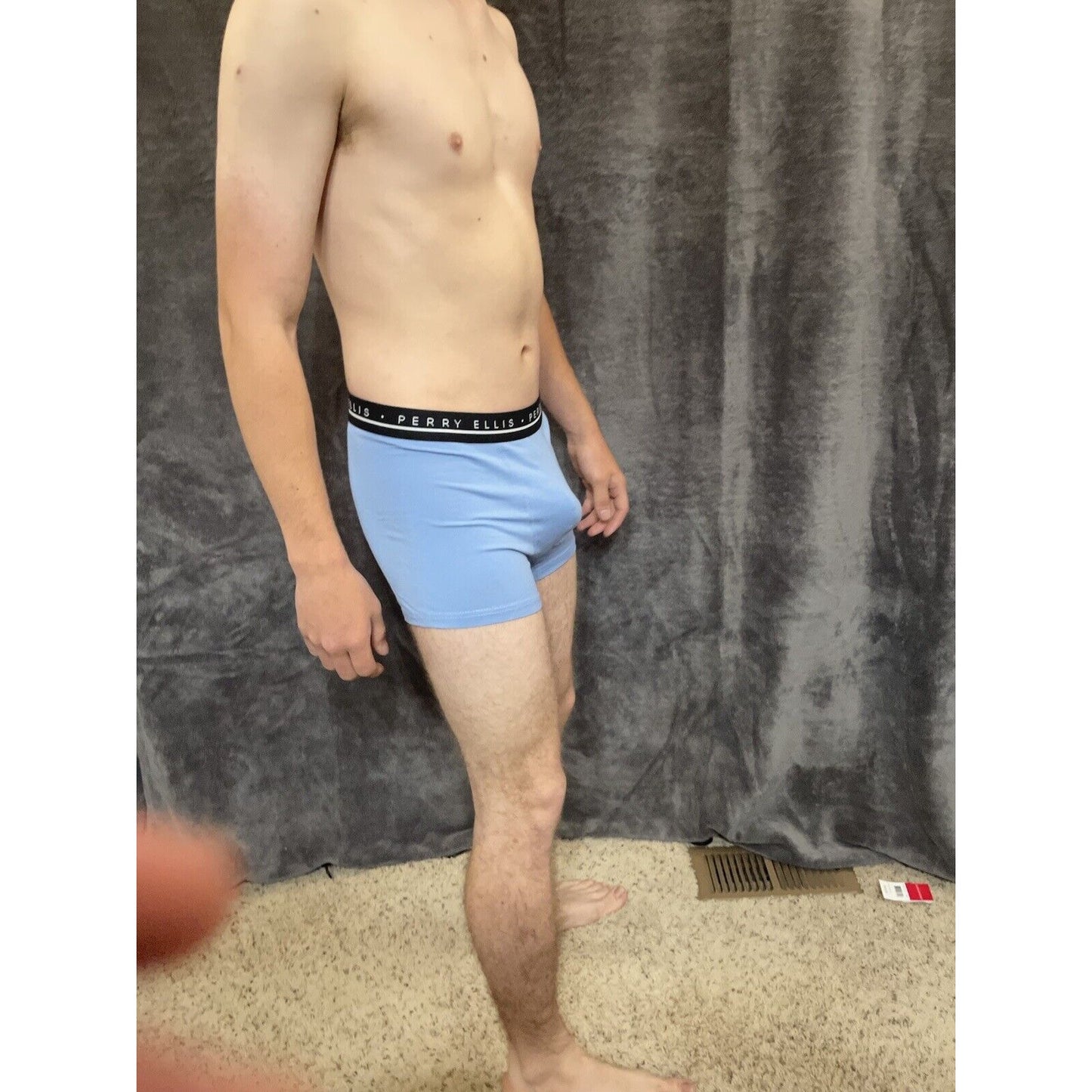 men's light blue perry ellis portfolio 5% spandex boxer brief Medium