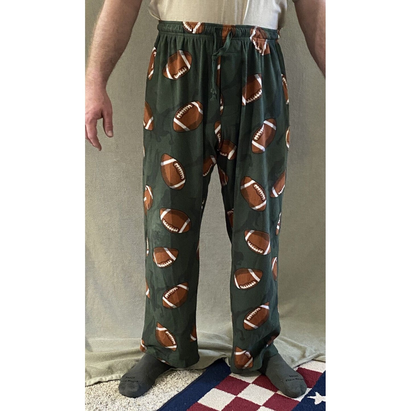 Croft & Barrow Men’s Large Green Football Polyester Fleece Pajama Lounge Pants