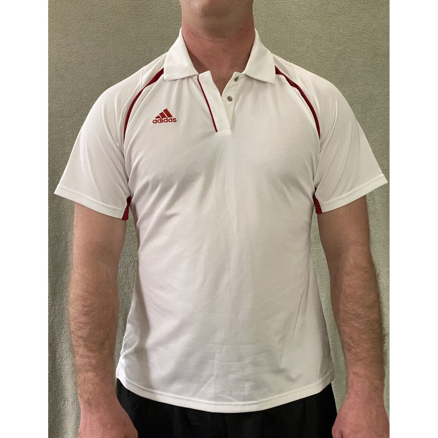 Adidas Team Performance Women’s Large White Red Athletic Climacool Polo Shirt
