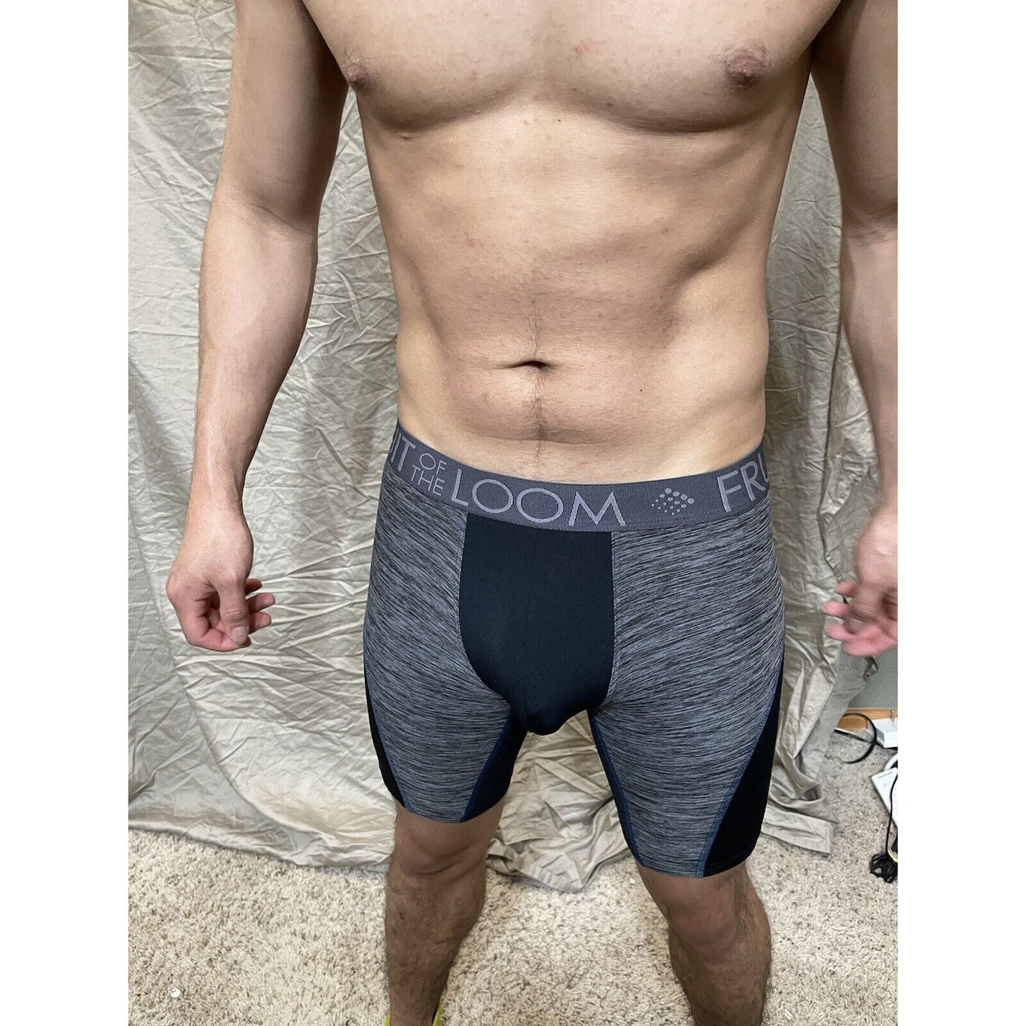 men's fruit of the loom black And Gray compression boxer shorts breathable S