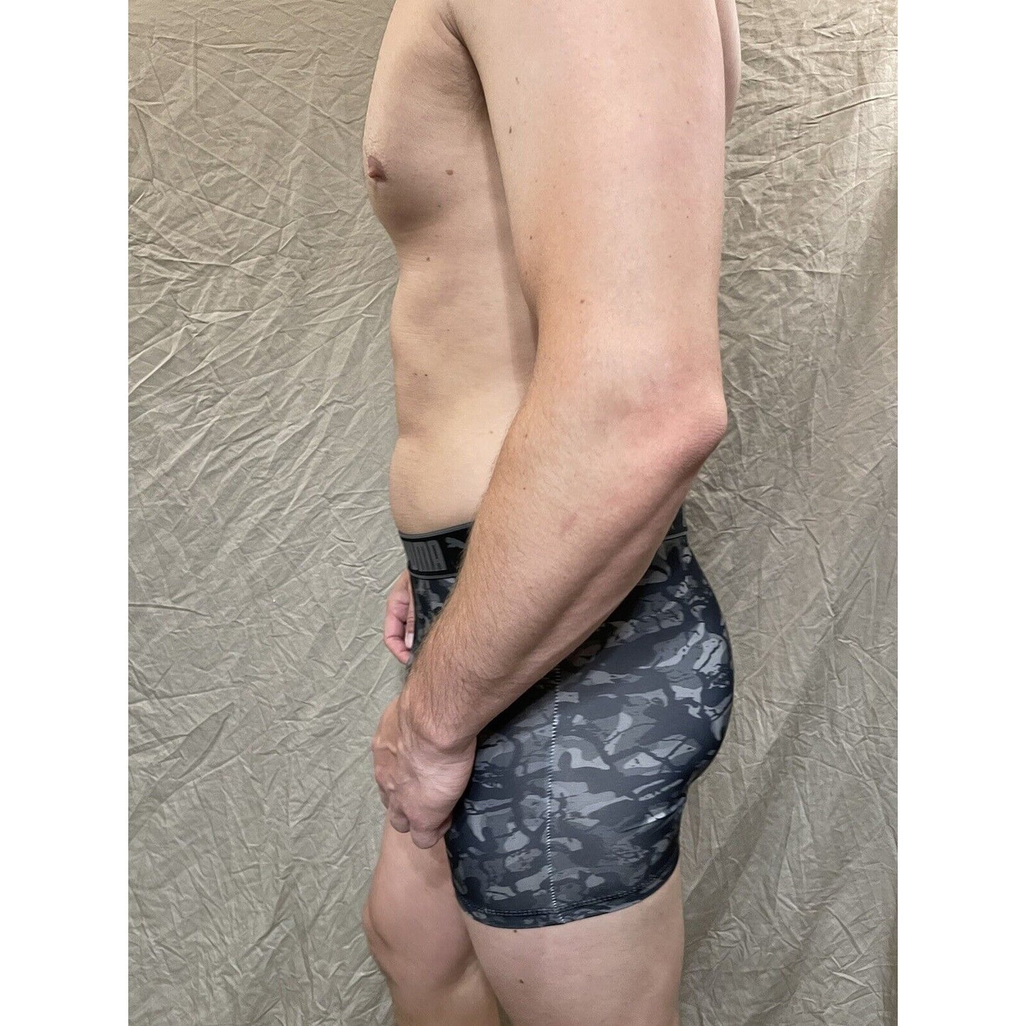 men's small puma gray camo compression boxer briefs