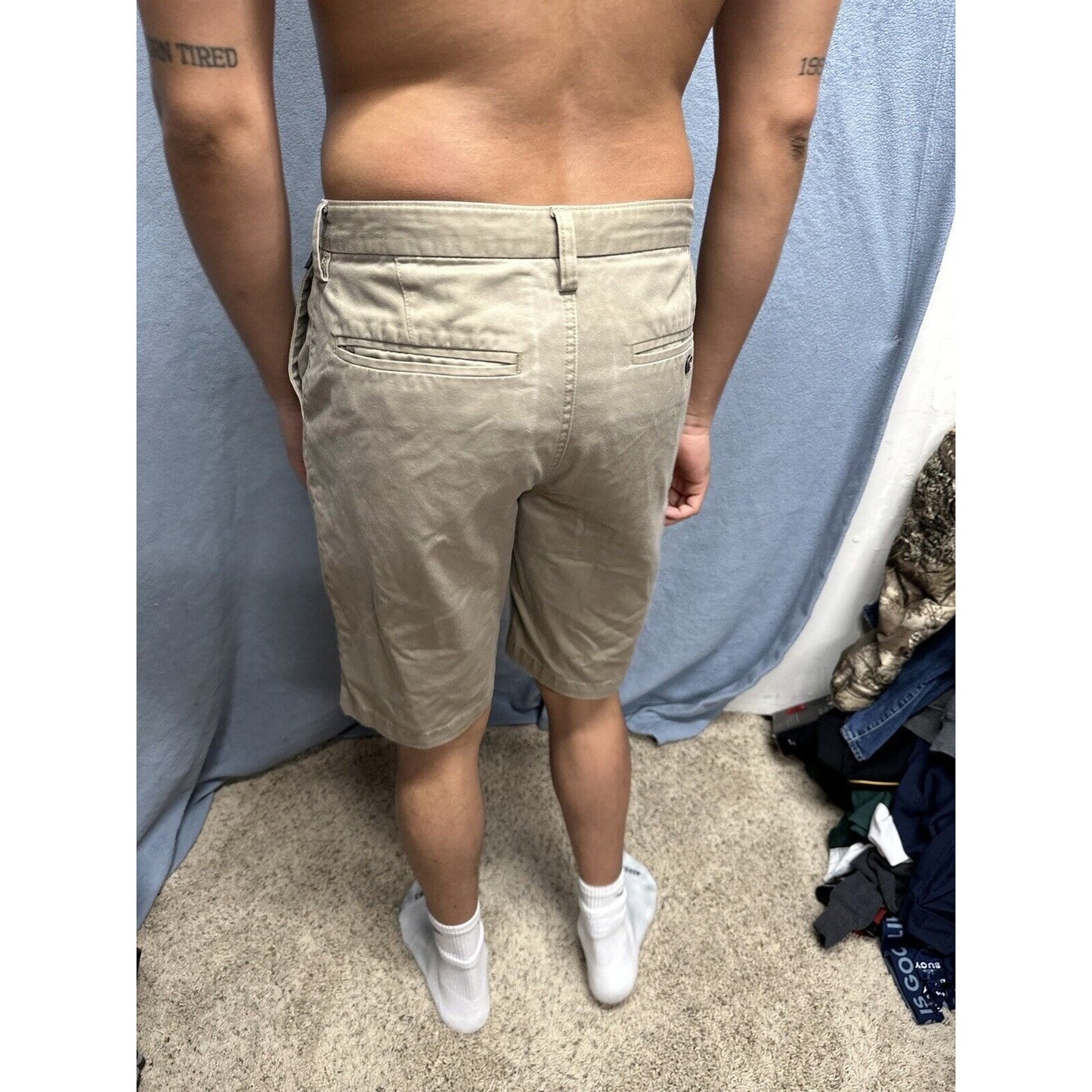MENS BILLABONG Tan Beige Khaki CARTER STRETCH Flat Front Chino Shorts 31