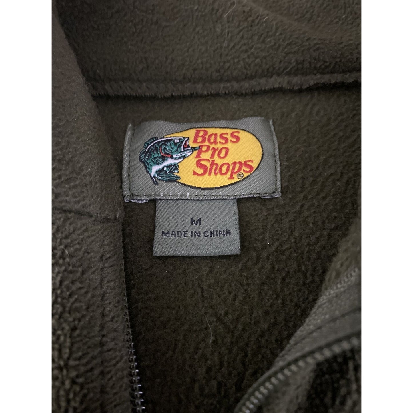 Bass Pro Shops Men’s Medium Olive Green Full-zip Fleece Polyester Jacket