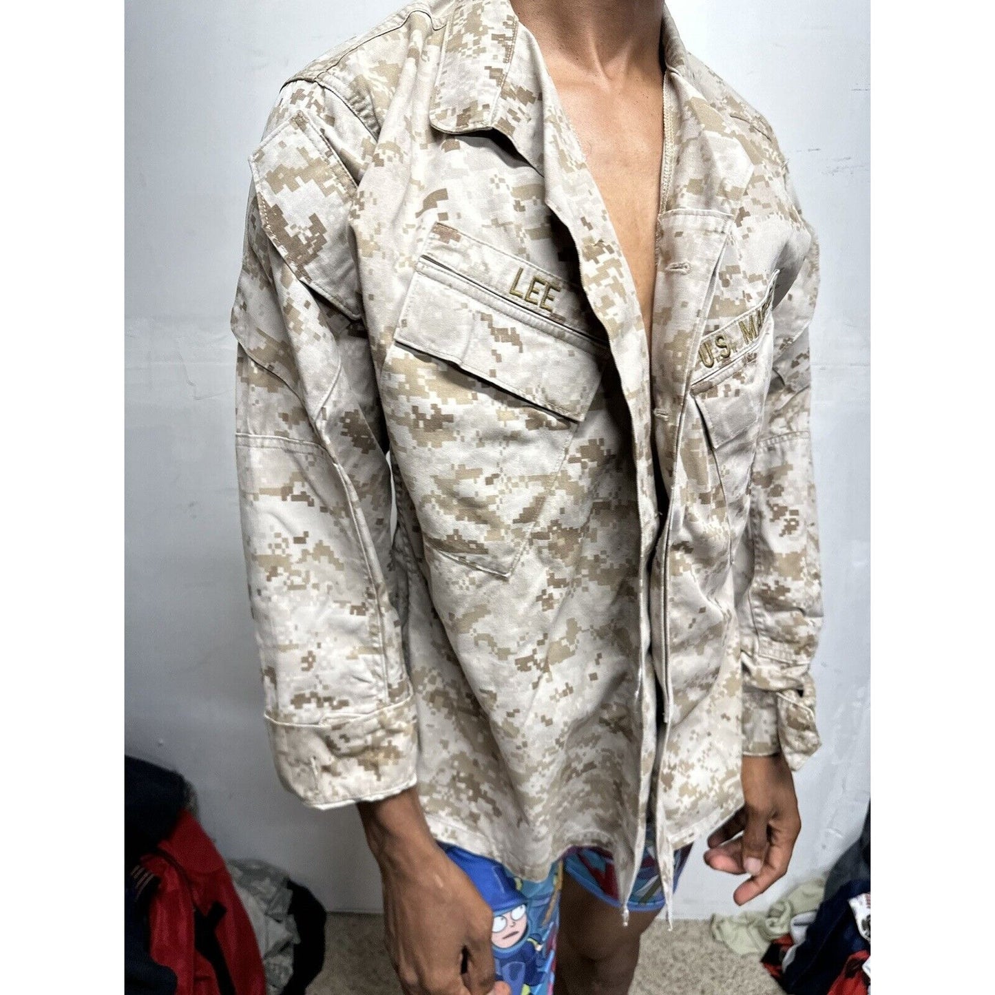 Men’s Medium Short Usmc Marines Blouse Top Uniform Desert Marpat